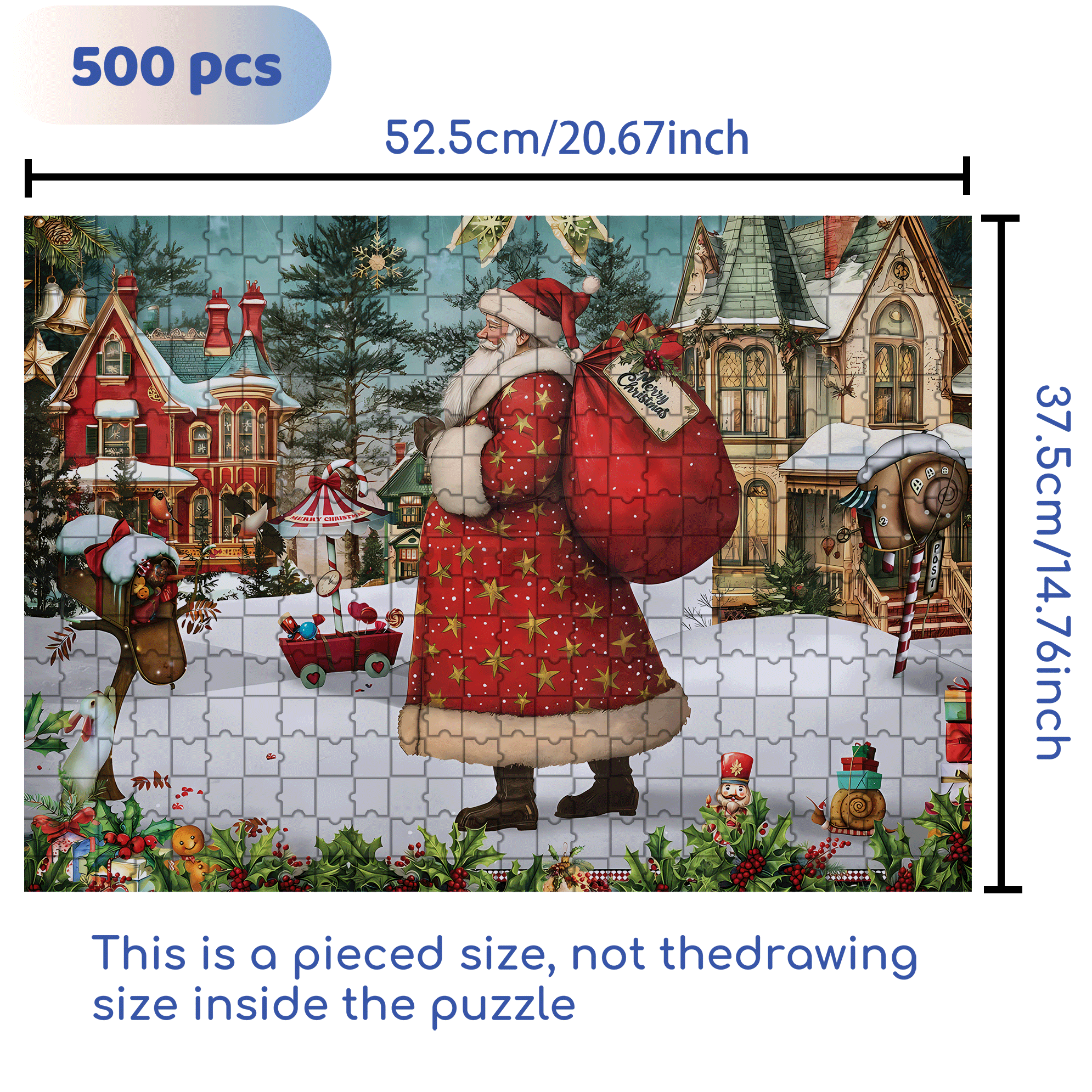 Santa Deliveries 500pcs/1000pcs Jigsaw Puzzle, Scratch-Resistant, Interactive Family Game & Brain-Boosting DIY Decor, Perfect for Halloween, Christmas & New Year Gifts, Family Puzzle Game