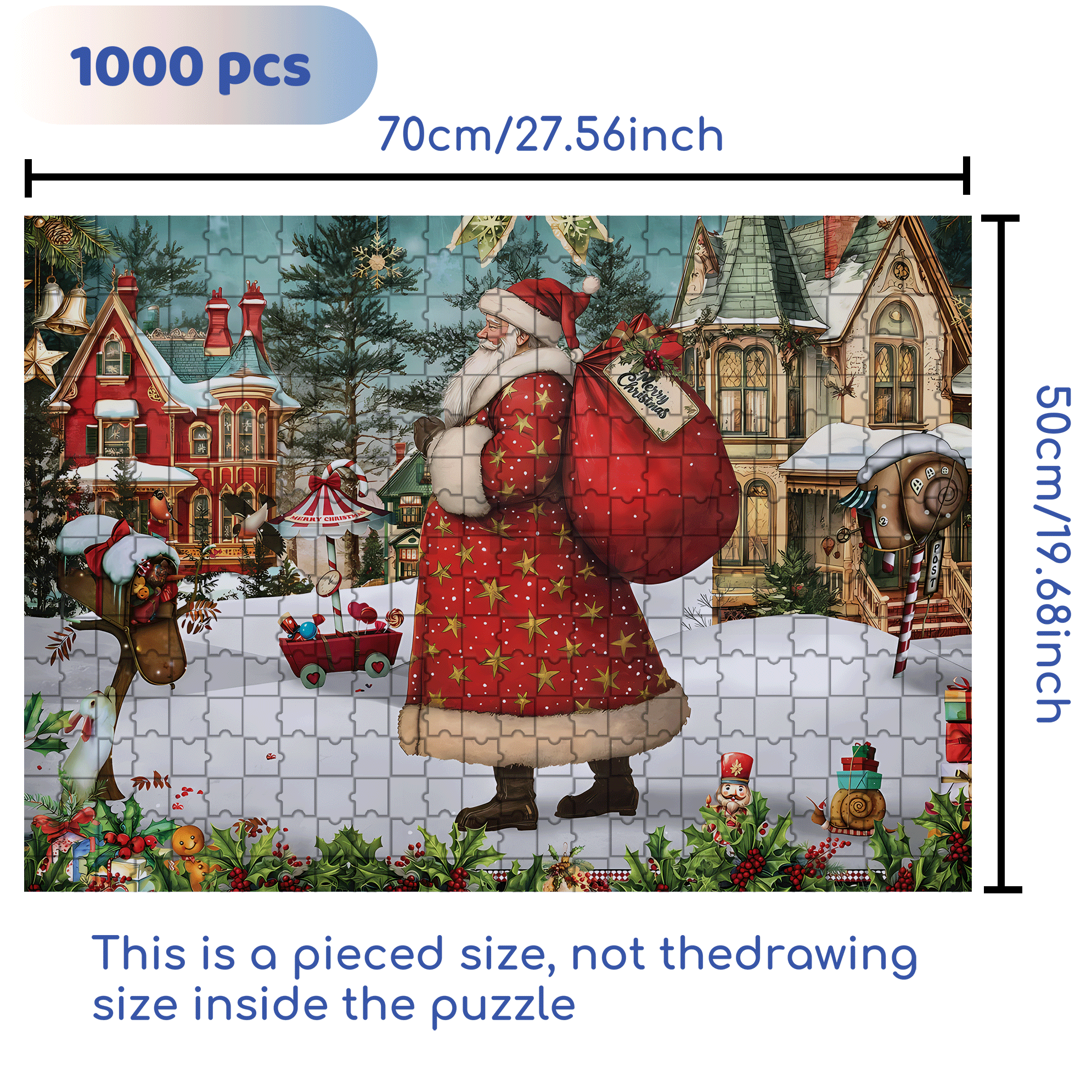 Santa Deliveries 500pcs/1000pcs Jigsaw Puzzle, Scratch-Resistant, Interactive Family Game & Brain-Boosting DIY Decor, Perfect for Halloween, Christmas & New Year Gifts, Family Puzzle Game