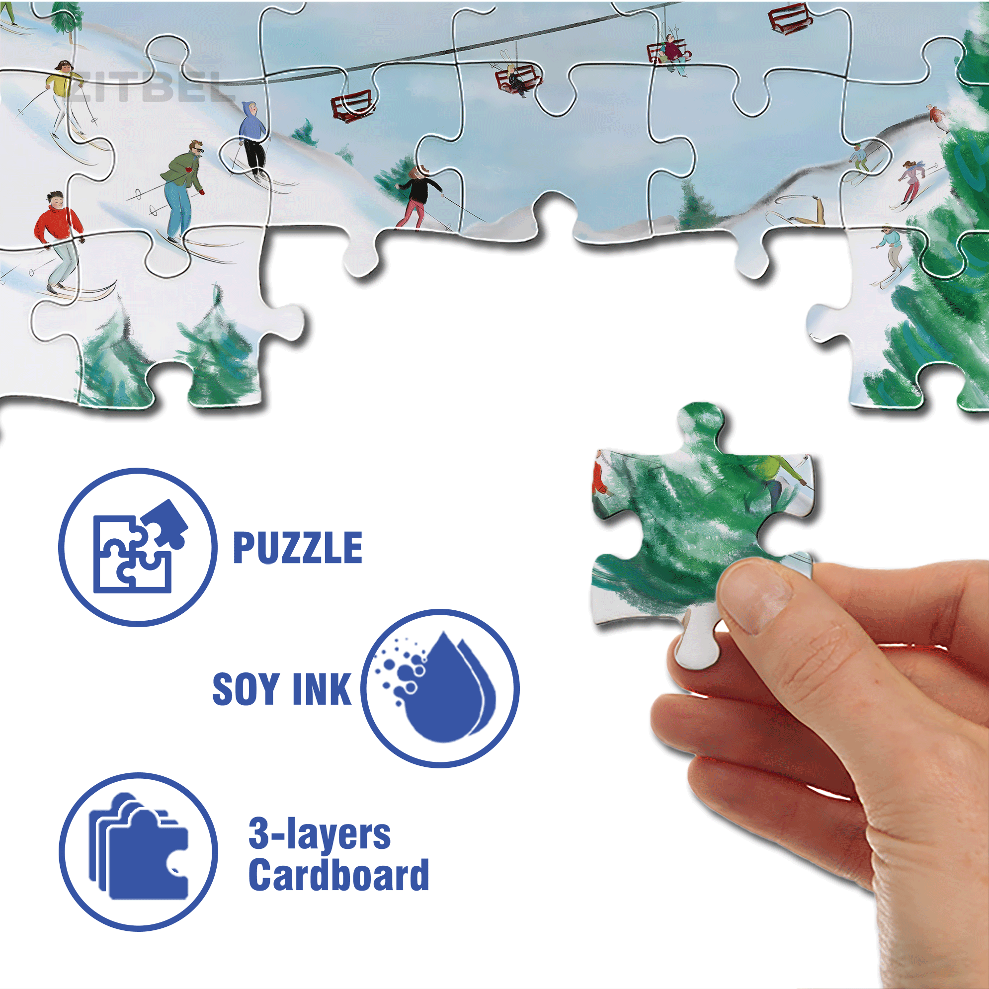 Slippery Slopes 500pcs/1000pcs Jigsaw Puzzle, Scratch-Resistant, Interactive Family Game & Brain-Boosting DIY Decor, Perfect for Halloween, Christmas & New Year Gifts, Family Puzzle Game