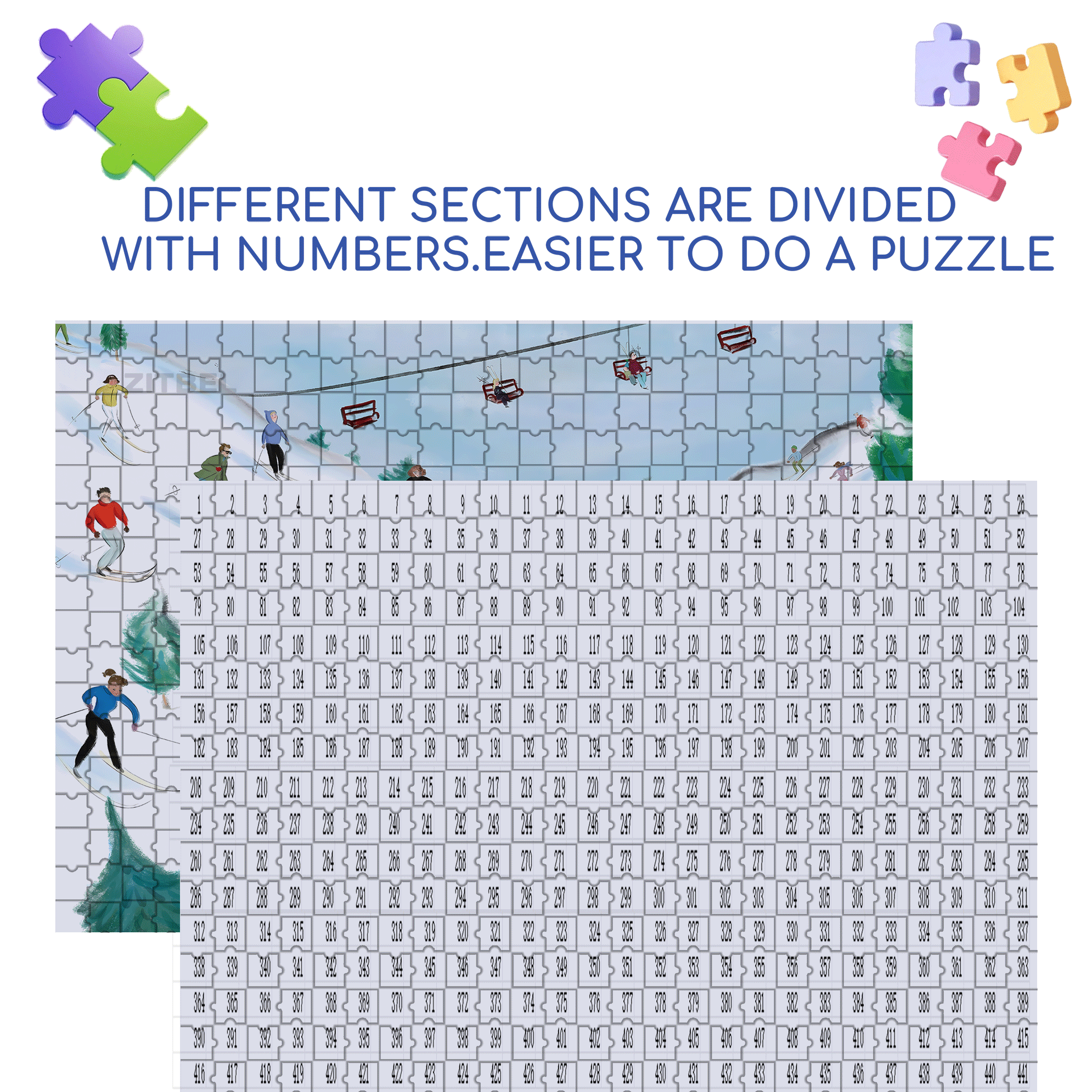 Slippery Slopes 500pcs/1000pcs Jigsaw Puzzle, Scratch-Resistant, Interactive Family Game & Brain-Boosting DIY Decor, Perfect for Halloween, Christmas & New Year Gifts, Family Puzzle Game