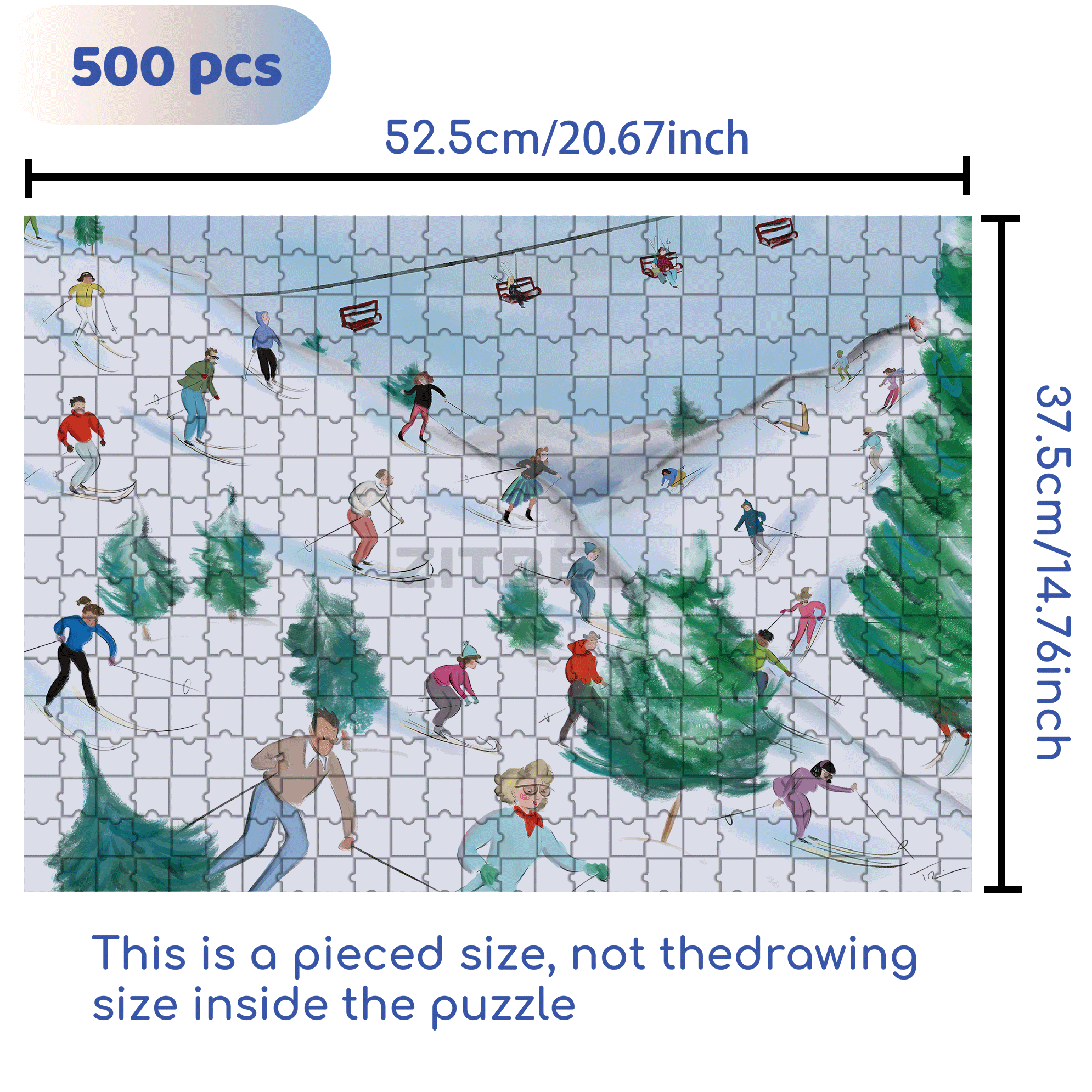 Slippery Slopes 500pcs/1000pcs Jigsaw Puzzle, Scratch-Resistant, Interactive Family Game & Brain-Boosting DIY Decor, Perfect for Halloween, Christmas & New Year Gifts, Family Puzzle Game