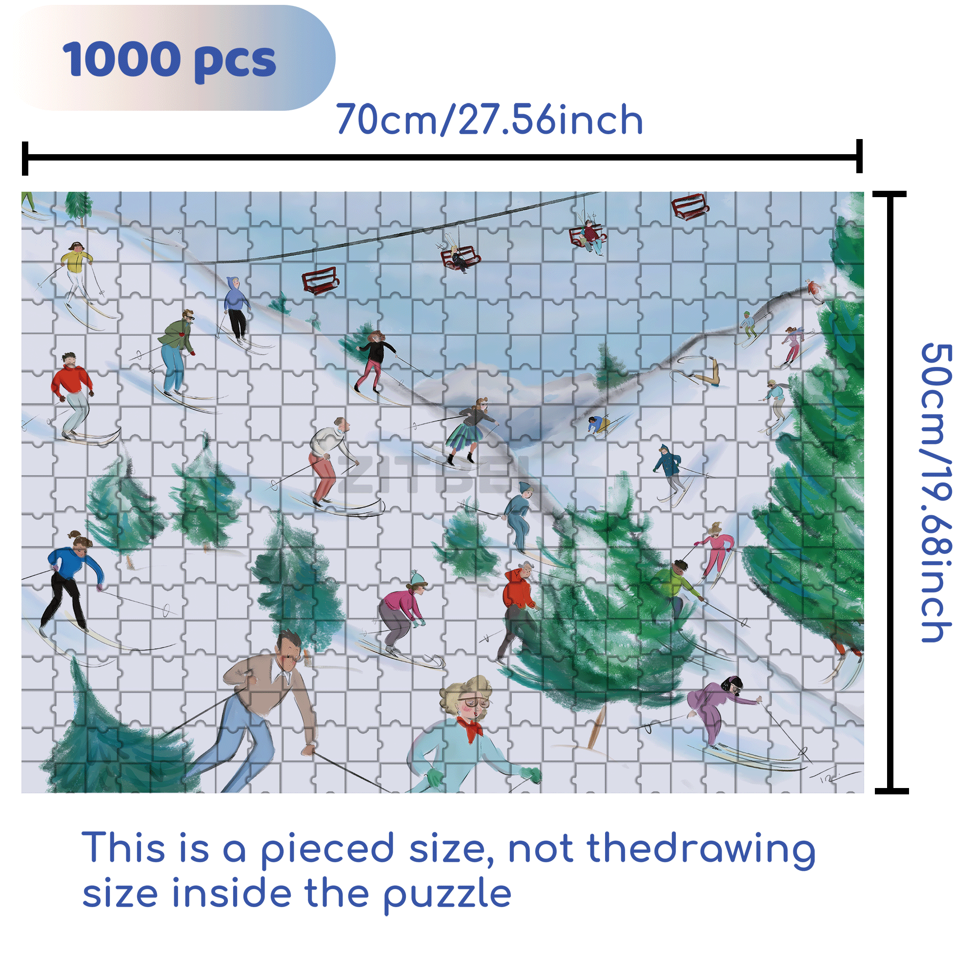 Slippery Slopes 500pcs/1000pcs Jigsaw Puzzle, Scratch-Resistant, Interactive Family Game & Brain-Boosting DIY Decor, Perfect for Halloween, Christmas & New Year Gifts, Family Puzzle Game