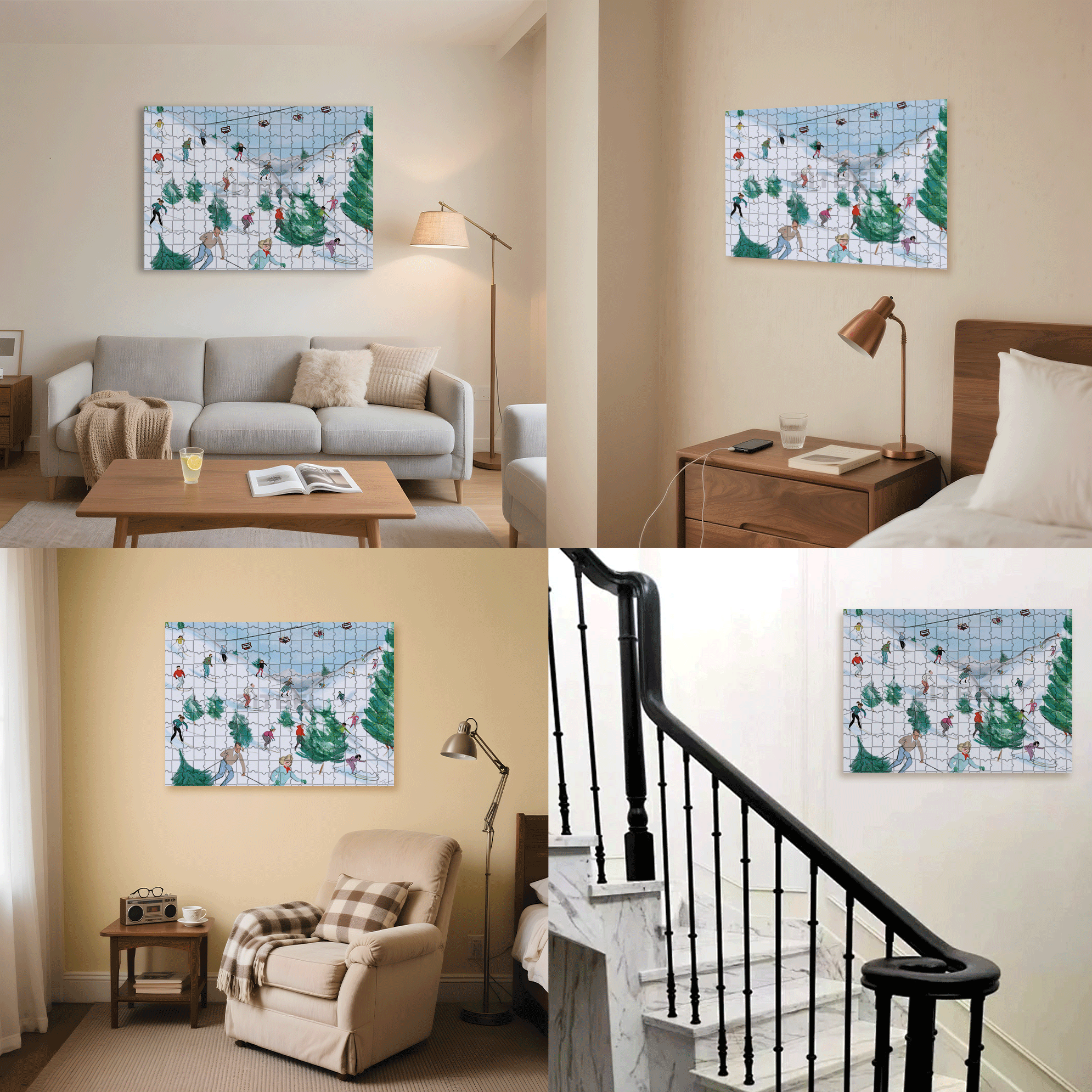 Slippery Slopes 500pcs/1000pcs Jigsaw Puzzle, Scratch-Resistant, Interactive Family Game & Brain-Boosting DIY Decor, Perfect for Halloween, Christmas & New Year Gifts, Family Puzzle Game