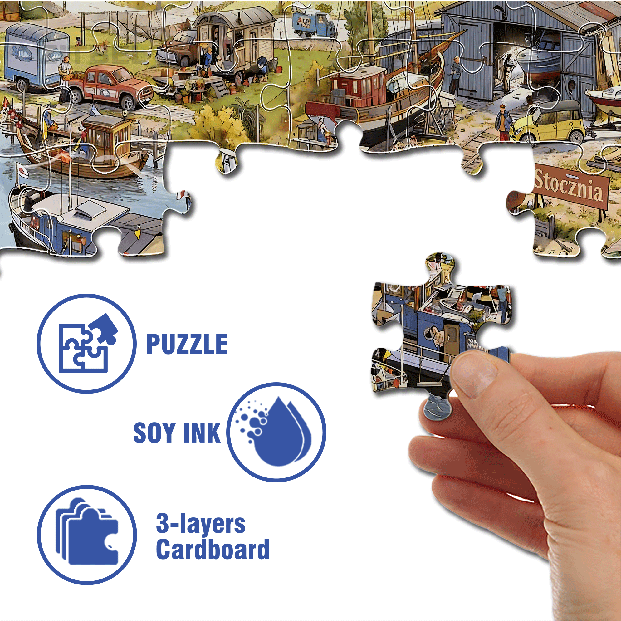 Small Town Pier 500pcs/1000pcs Jigsaw Puzzle, Scratch-Resistant, Interactive Family Game & Brain-Boosting DIY Decor, Perfect for Halloween, Christmas & New Year Gifts, Family Puzzle Game