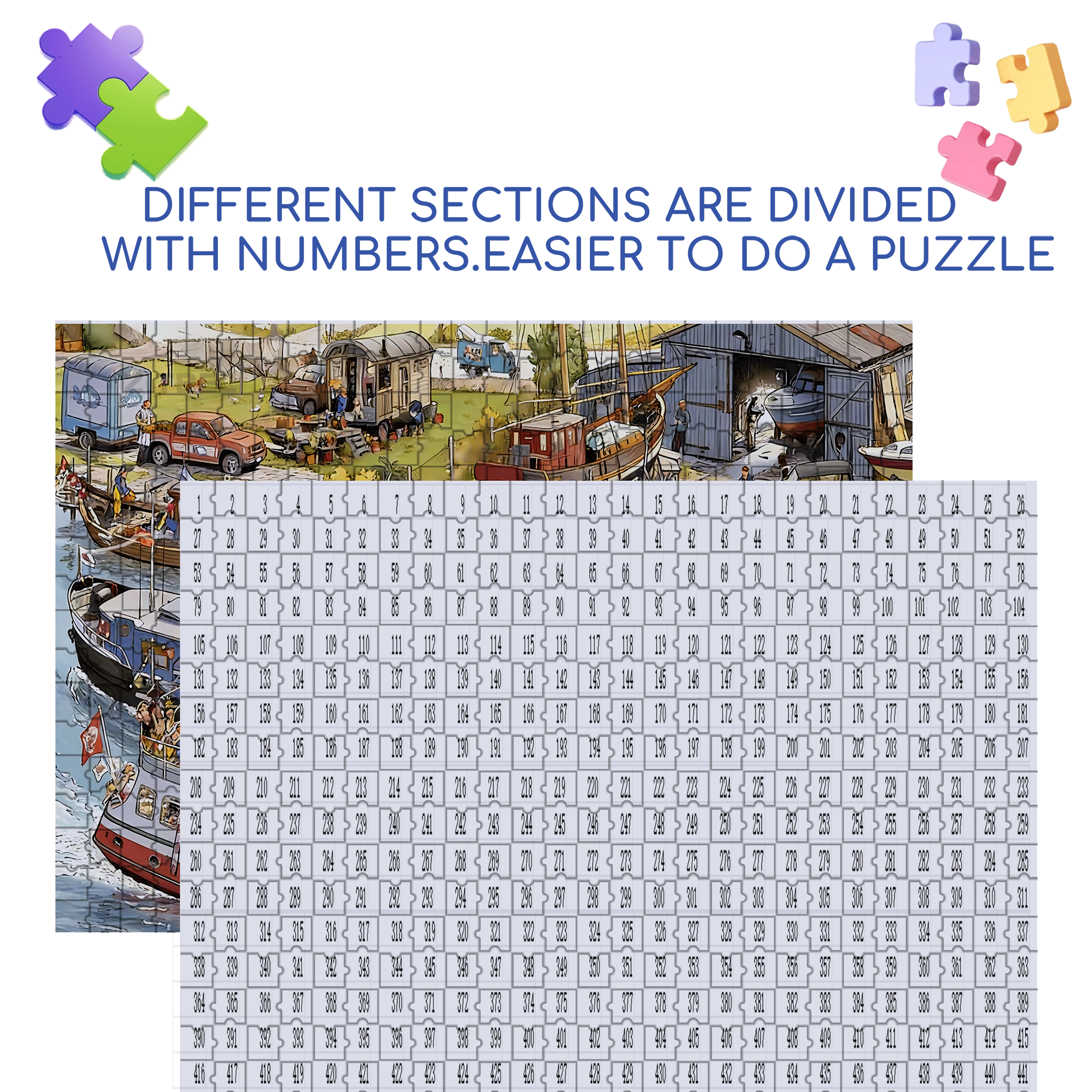 Small Town Pier 500pcs/1000pcs Jigsaw Puzzle, Scratch-Resistant, Interactive Family Game & Brain-Boosting DIY Decor, Perfect for Halloween, Christmas & New Year Gifts, Family Puzzle Game