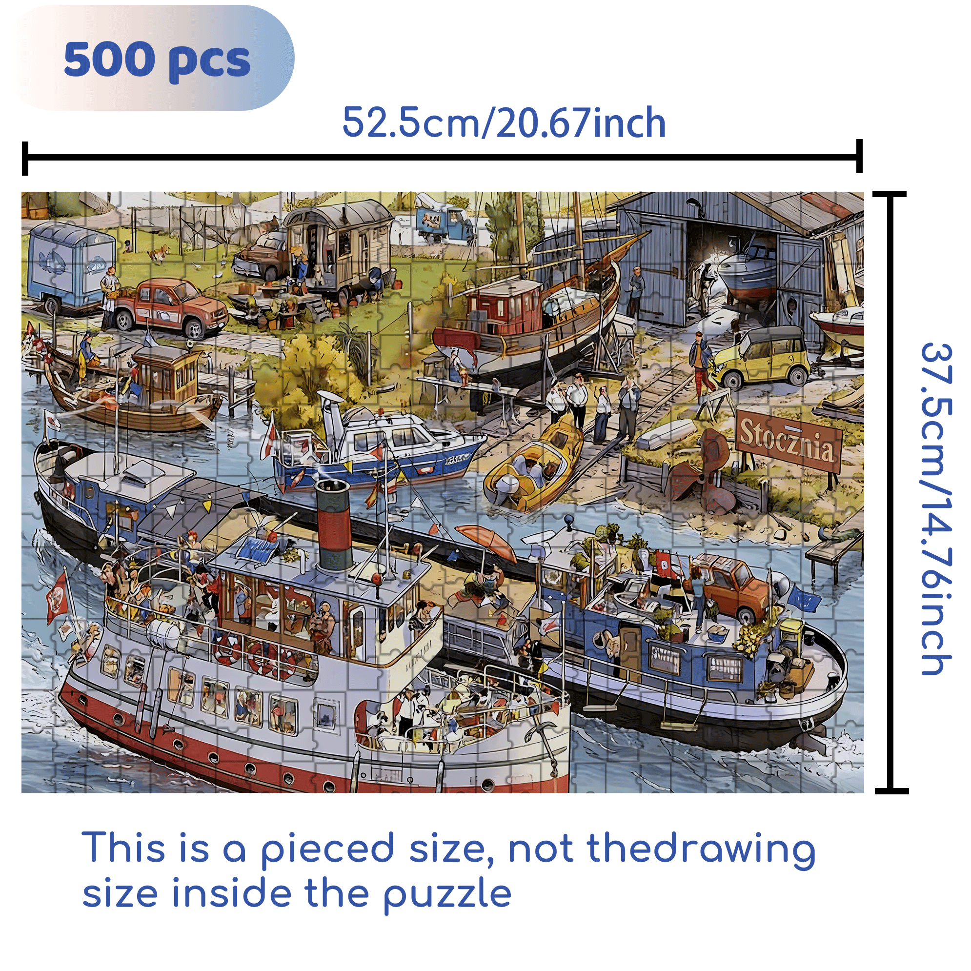 Small Town Pier 500pcs/1000pcs Jigsaw Puzzle, Scratch-Resistant, Interactive Family Game & Brain-Boosting DIY Decor, Perfect for Halloween, Christmas & New Year Gifts, Family Puzzle Game