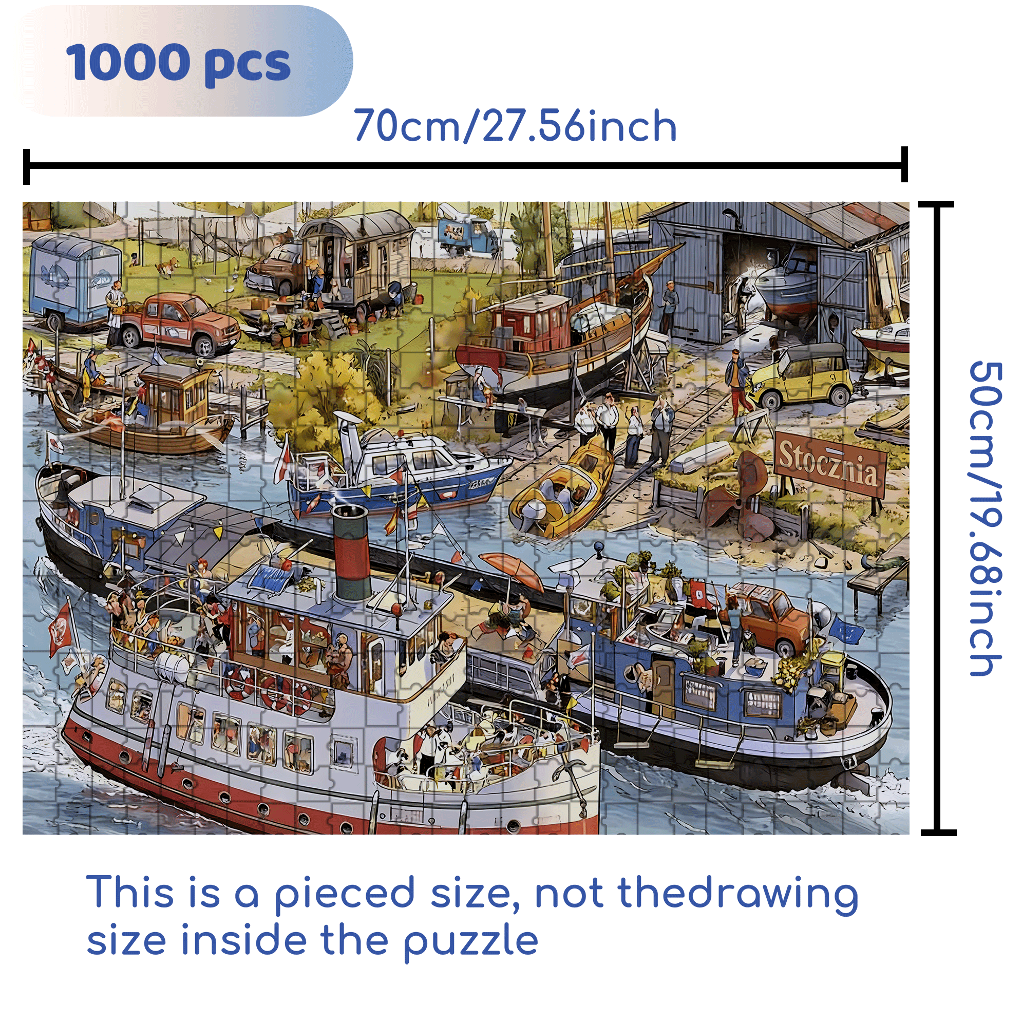 Small Town Pier 500pcs/1000pcs Jigsaw Puzzle, Scratch-Resistant, Interactive Family Game & Brain-Boosting DIY Decor, Perfect for Halloween, Christmas & New Year Gifts, Family Puzzle Game