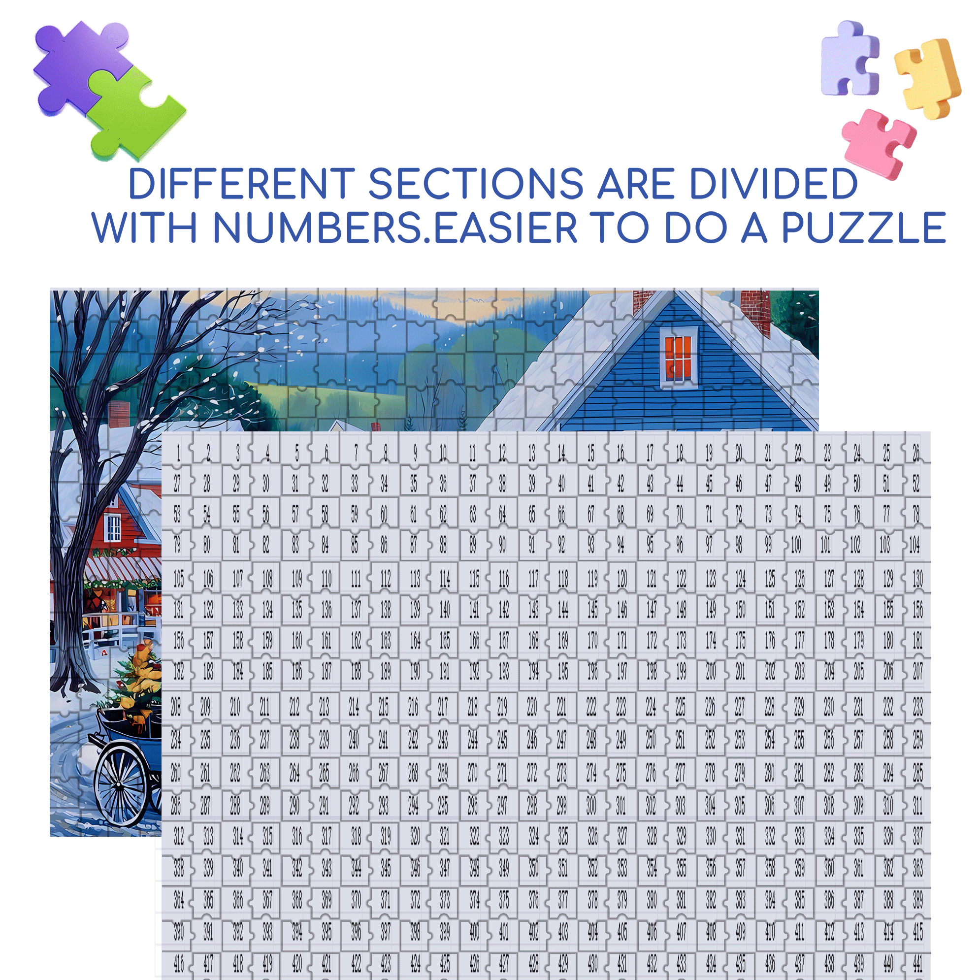 Small Blue Town Story 500pcs/1000pcs Jigsaw Puzzle, Scratch-Resistant, Interactive Family Game & Brain-Boosting DIY Decor, Perfect for Halloween, Christmas & New Year Gifts, Family Puzzle Game