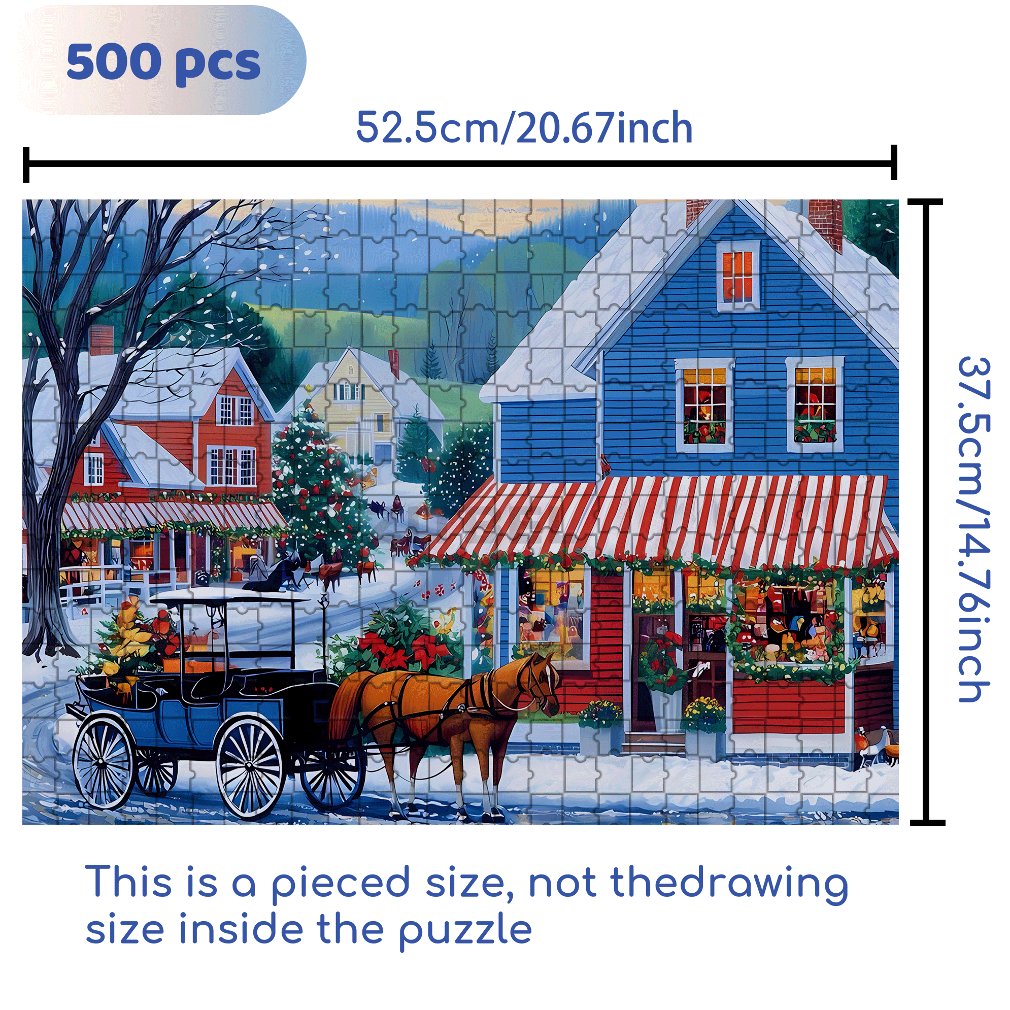 Small Blue Town Story 500pcs/1000pcs Jigsaw Puzzle, Scratch-Resistant, Interactive Family Game & Brain-Boosting DIY Decor, Perfect for Halloween, Christmas & New Year Gifts, Family Puzzle Game