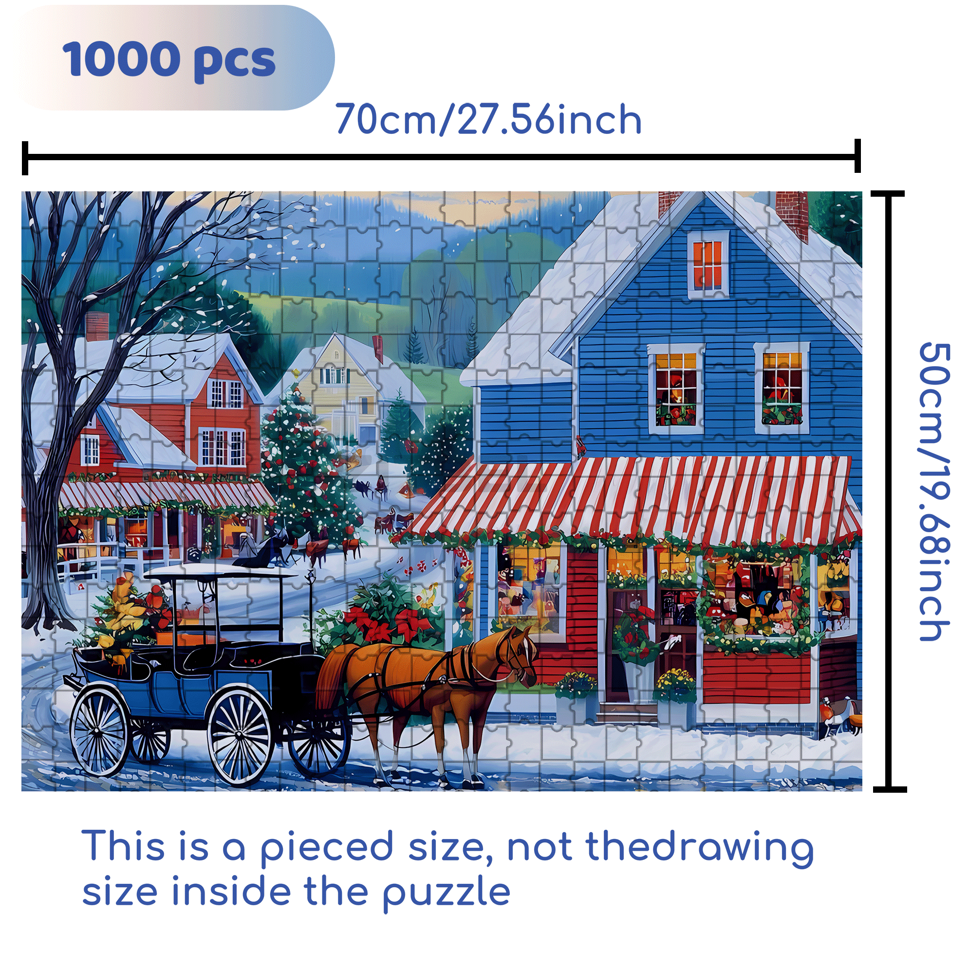 Small Blue Town Story 500pcs/1000pcs Jigsaw Puzzle, Scratch-Resistant, Interactive Family Game & Brain-Boosting DIY Decor, Perfect for Halloween, Christmas & New Year Gifts, Family Puzzle Game
