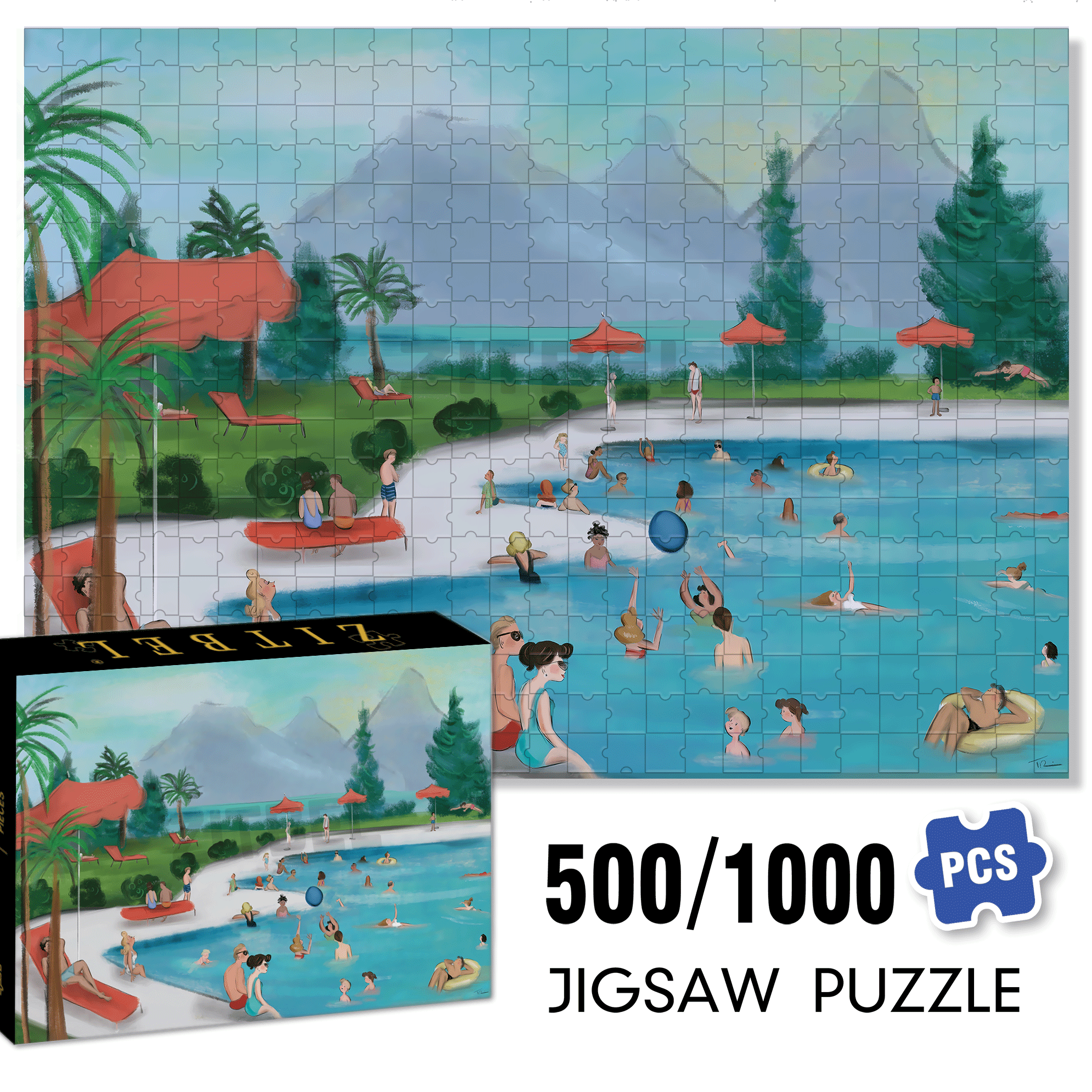 Splish Splash 500pcs/1000pcs Jigsaw Puzzle, Scratch-Resistant, Interactive Family Game & Brain-Boosting DIY Decor, Perfect for Halloween, Christmas & New Year Gifts, Family Puzzle Game