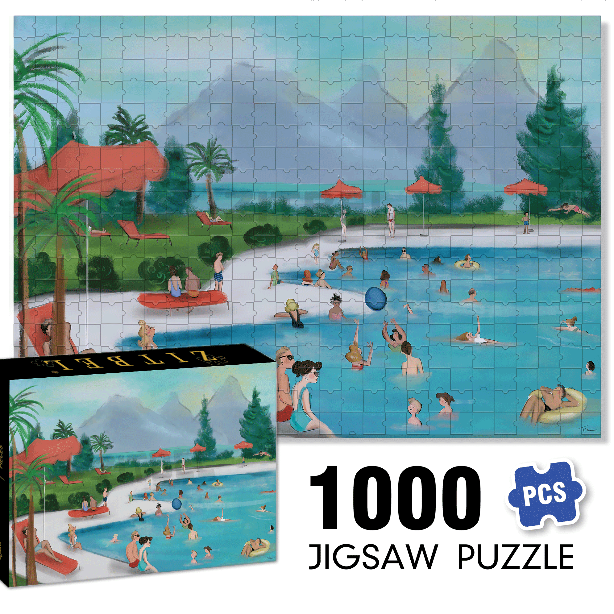 Splish Splash 500pcs/1000pcs Jigsaw Puzzle, Scratch-Resistant, Interactive Family Game & Brain-Boosting DIY Decor, Perfect for Halloween, Christmas & New Year Gifts, Family Puzzle Game