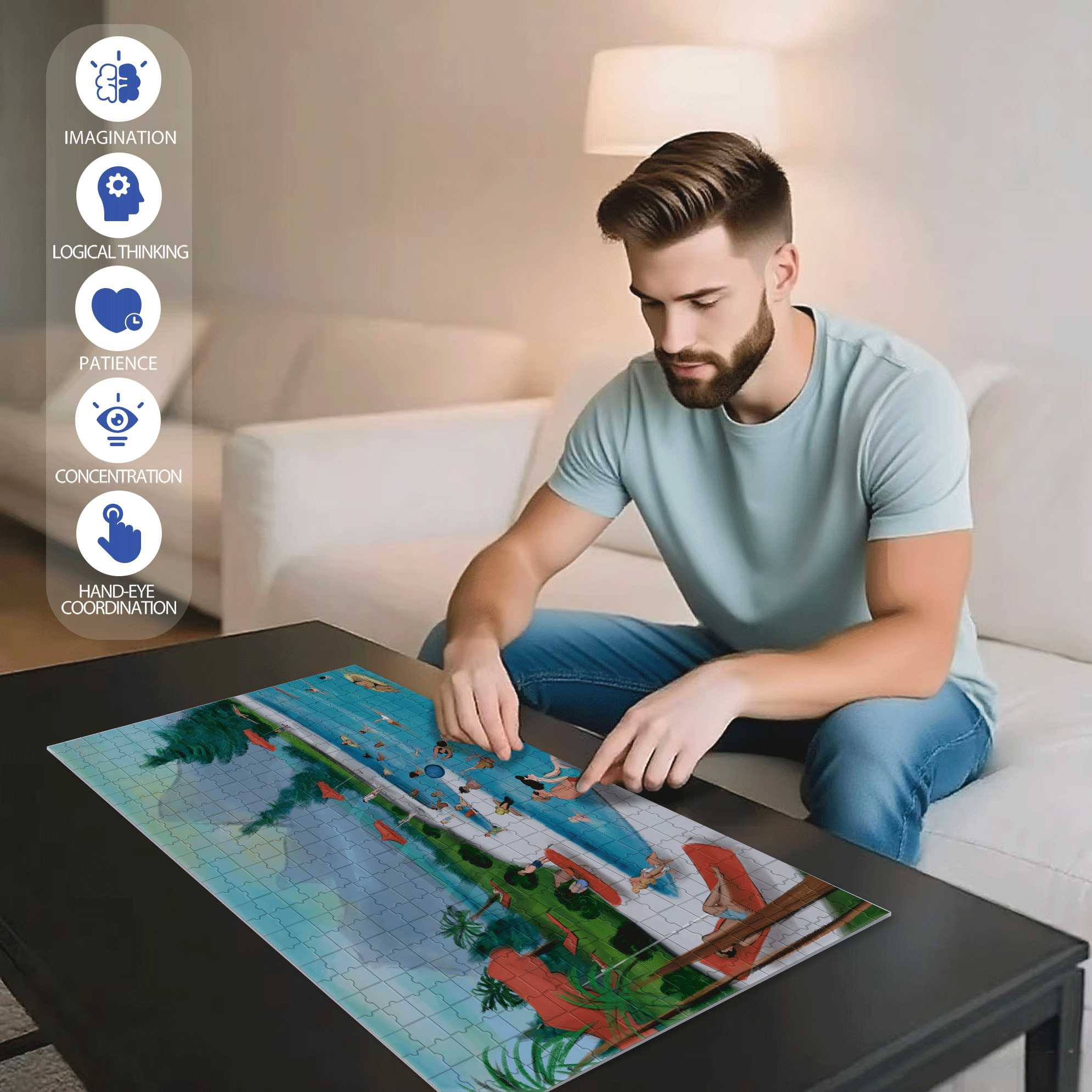 Splish Splash 500pcs/1000pcs Jigsaw Puzzle, Scratch-Resistant, Interactive Family Game & Brain-Boosting DIY Decor, Perfect for Halloween, Christmas & New Year Gifts, Family Puzzle Game