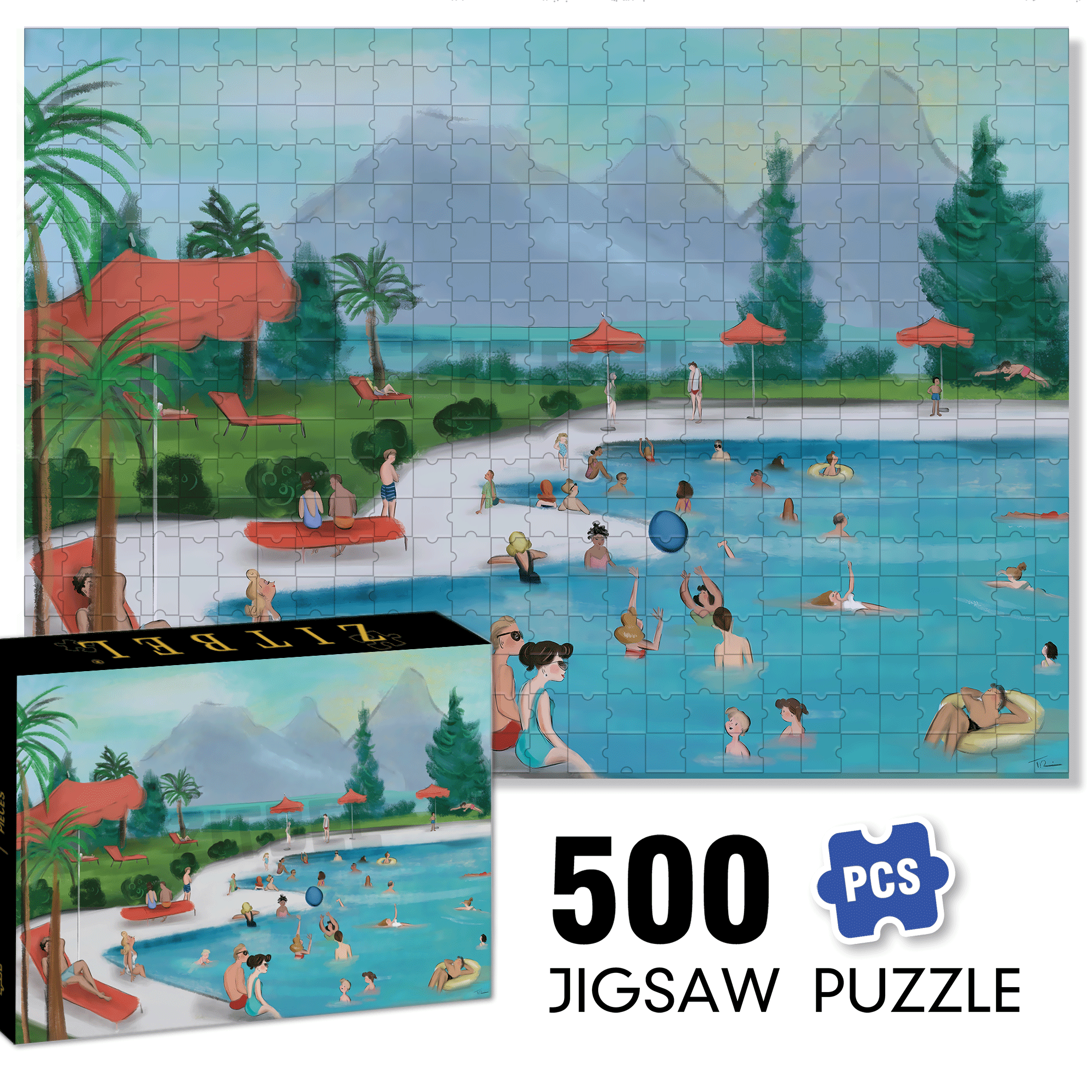 Splish Splash 500pcs/1000pcs Jigsaw Puzzle, Scratch-Resistant, Interactive Family Game & Brain-Boosting DIY Decor, Perfect for Halloween, Christmas & New Year Gifts, Family Puzzle Game