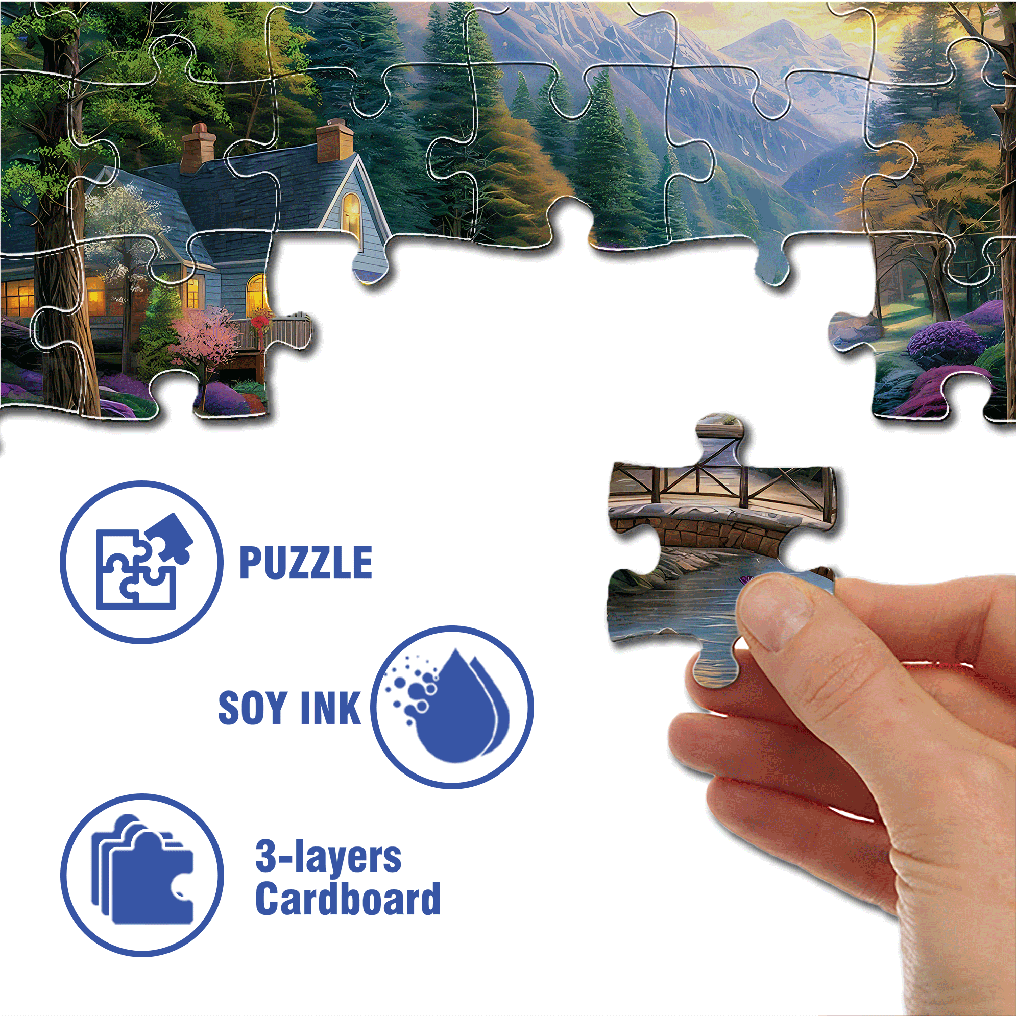 Spring Bridge 500pcs/1000pcs Jigsaw Puzzle, Scratch-Resistant, Interactive Family Game & Brain-Boosting DIY Decor, Perfect for Halloween, Christmas & New Year Gifts, Family Puzzle Game