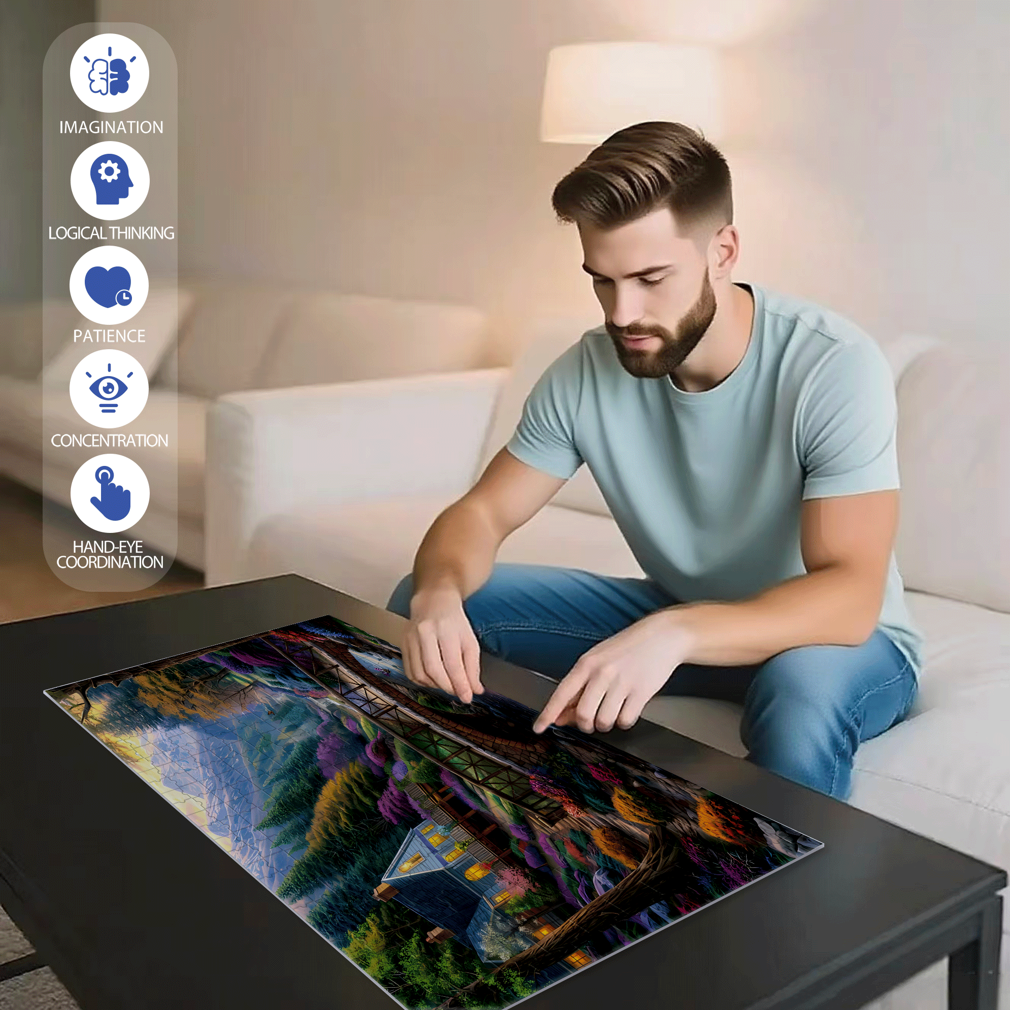 Spring Bridge 500pcs/1000pcs Jigsaw Puzzle, Scratch-Resistant, Interactive Family Game & Brain-Boosting DIY Decor, Perfect for Halloween, Christmas & New Year Gifts, Family Puzzle Game
