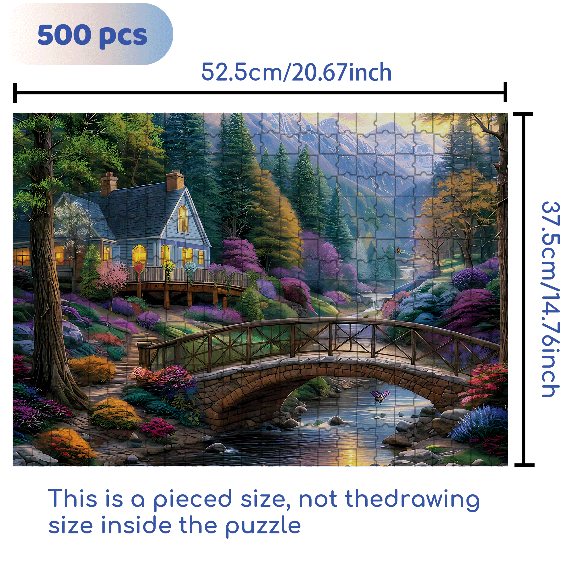 Spring Bridge 500pcs/1000pcs Jigsaw Puzzle, Scratch-Resistant, Interactive Family Game & Brain-Boosting DIY Decor, Perfect for Halloween, Christmas & New Year Gifts, Family Puzzle Game