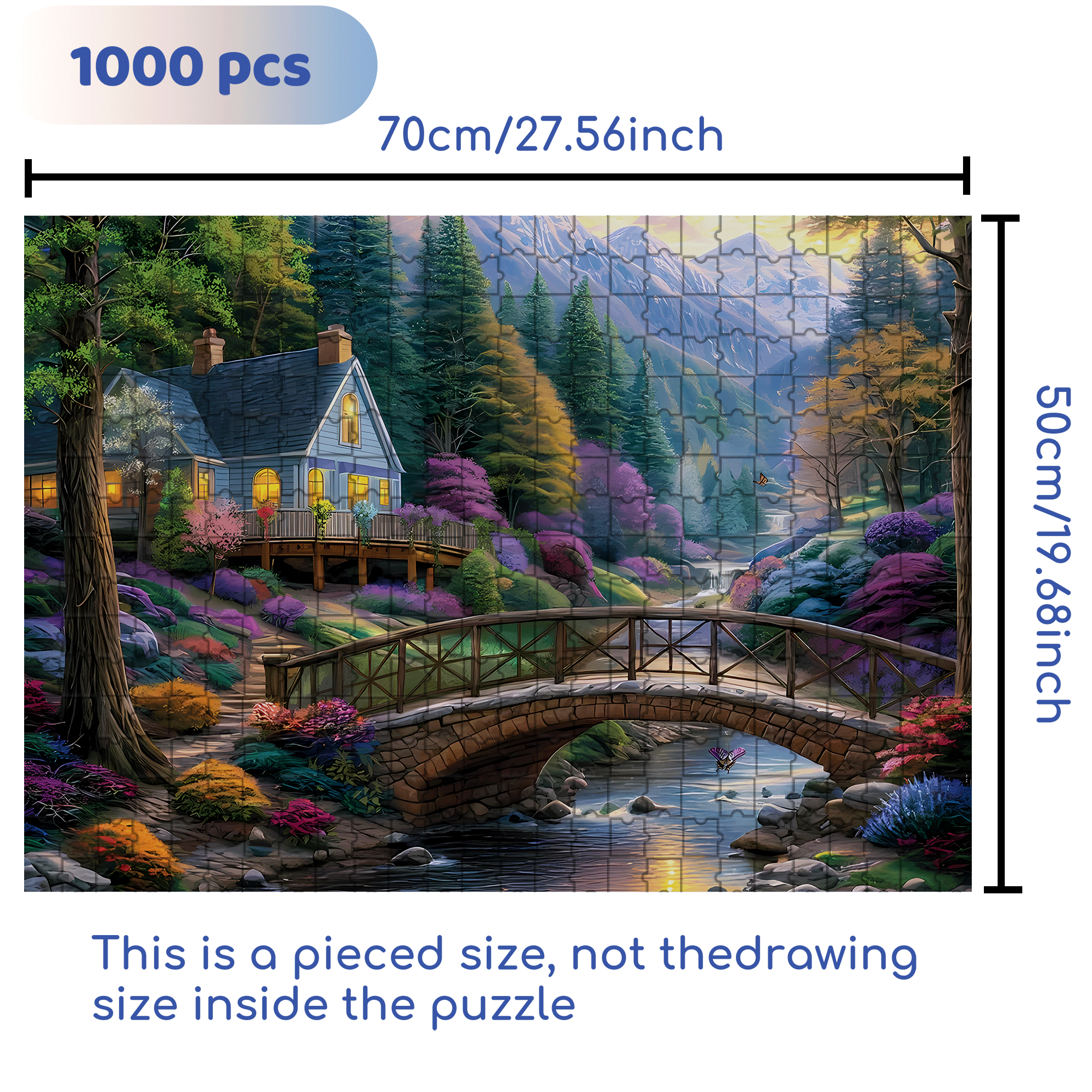 Spring Bridge 500pcs/1000pcs Jigsaw Puzzle, Scratch-Resistant, Interactive Family Game & Brain-Boosting DIY Decor, Perfect for Halloween, Christmas & New Year Gifts, Family Puzzle Game