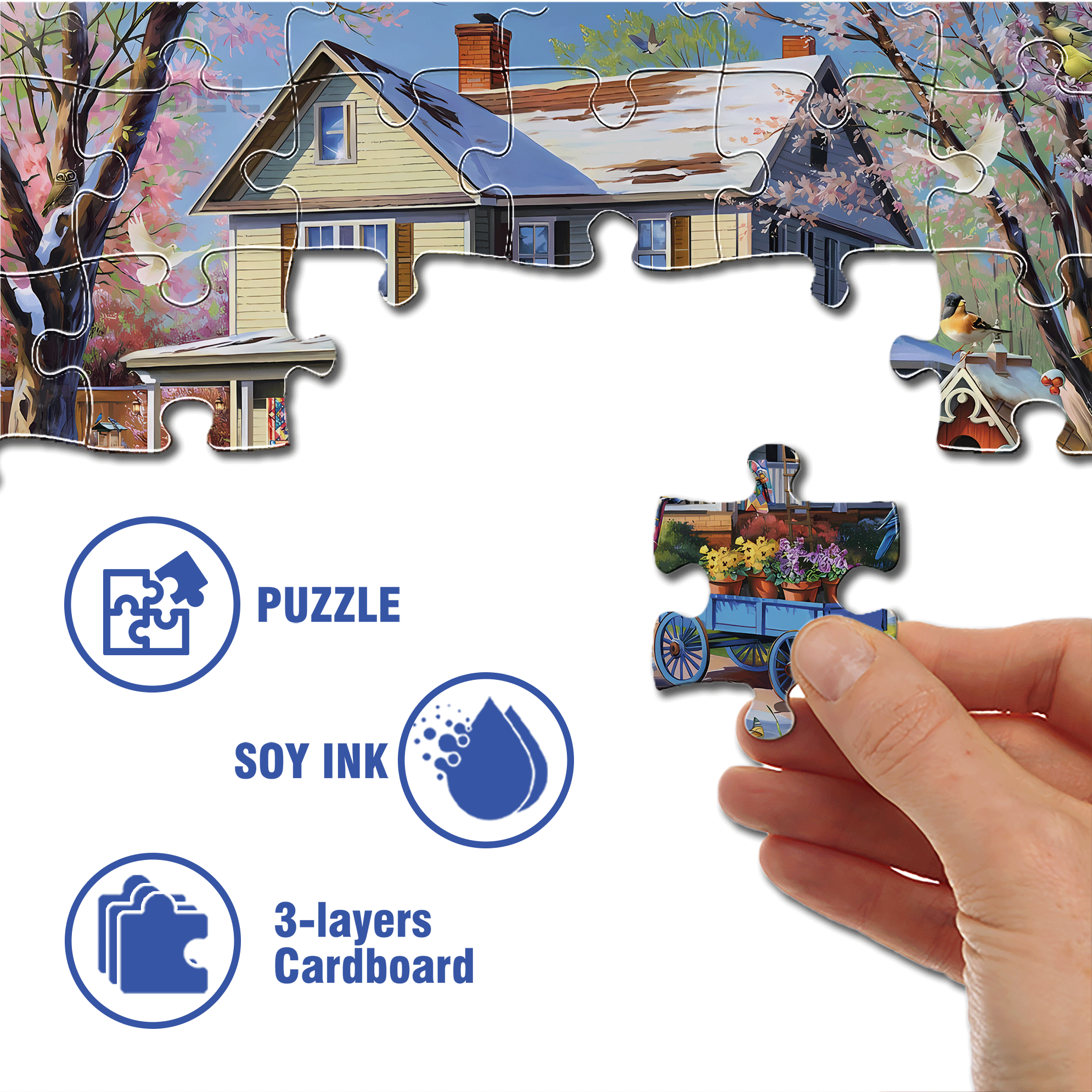 Spring Is Coming Soon 500pcs/1000pcs Jigsaw Puzzle, Scratch-Resistant, Interactive Family Game & Brain-Boosting DIY Decor, Perfect for Halloween, Christmas & New Year Gifts, Family Puzzle Game