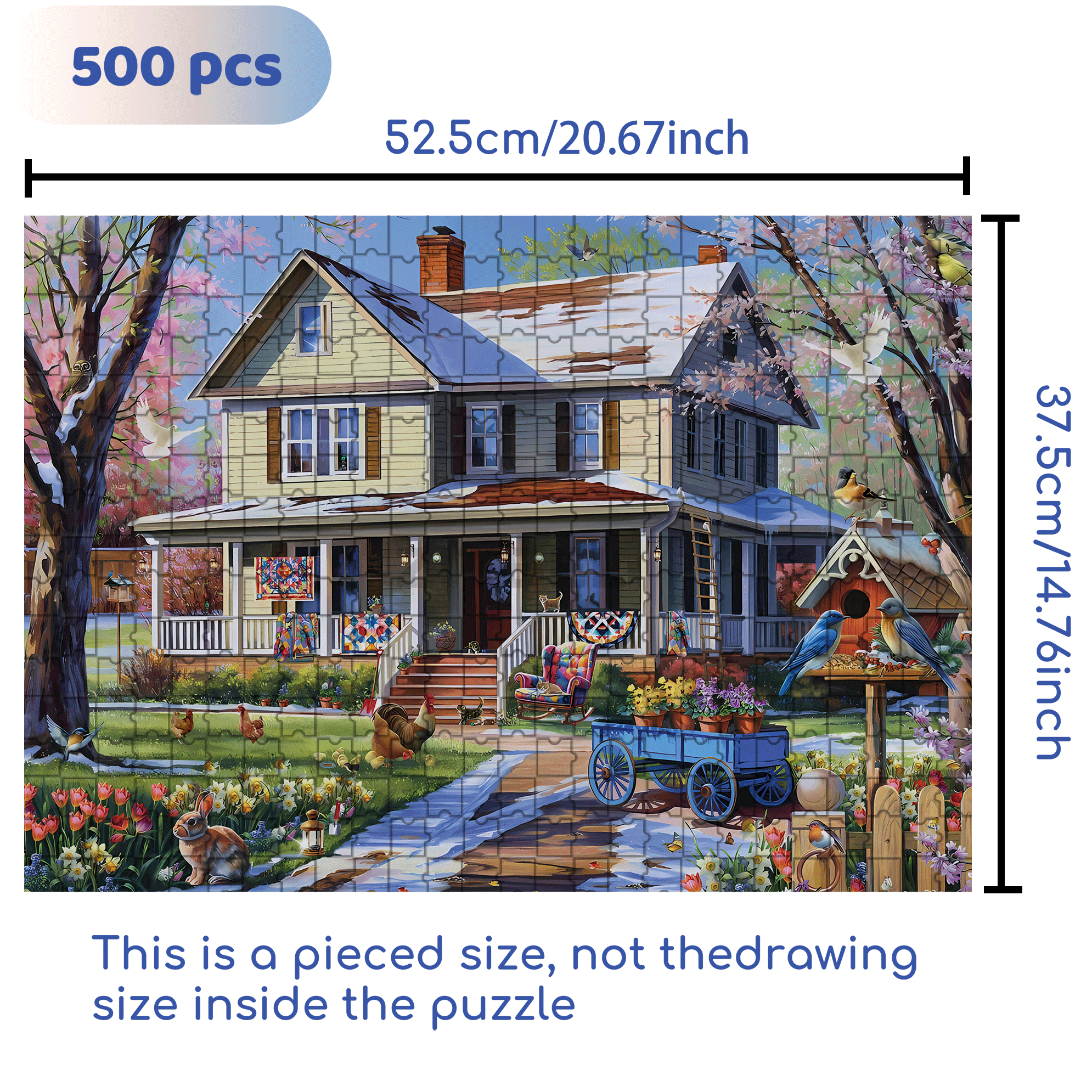 Spring Is Coming Soon 500pcs/1000pcs Jigsaw Puzzle, Scratch-Resistant, Interactive Family Game & Brain-Boosting DIY Decor, Perfect for Halloween, Christmas & New Year Gifts, Family Puzzle Game