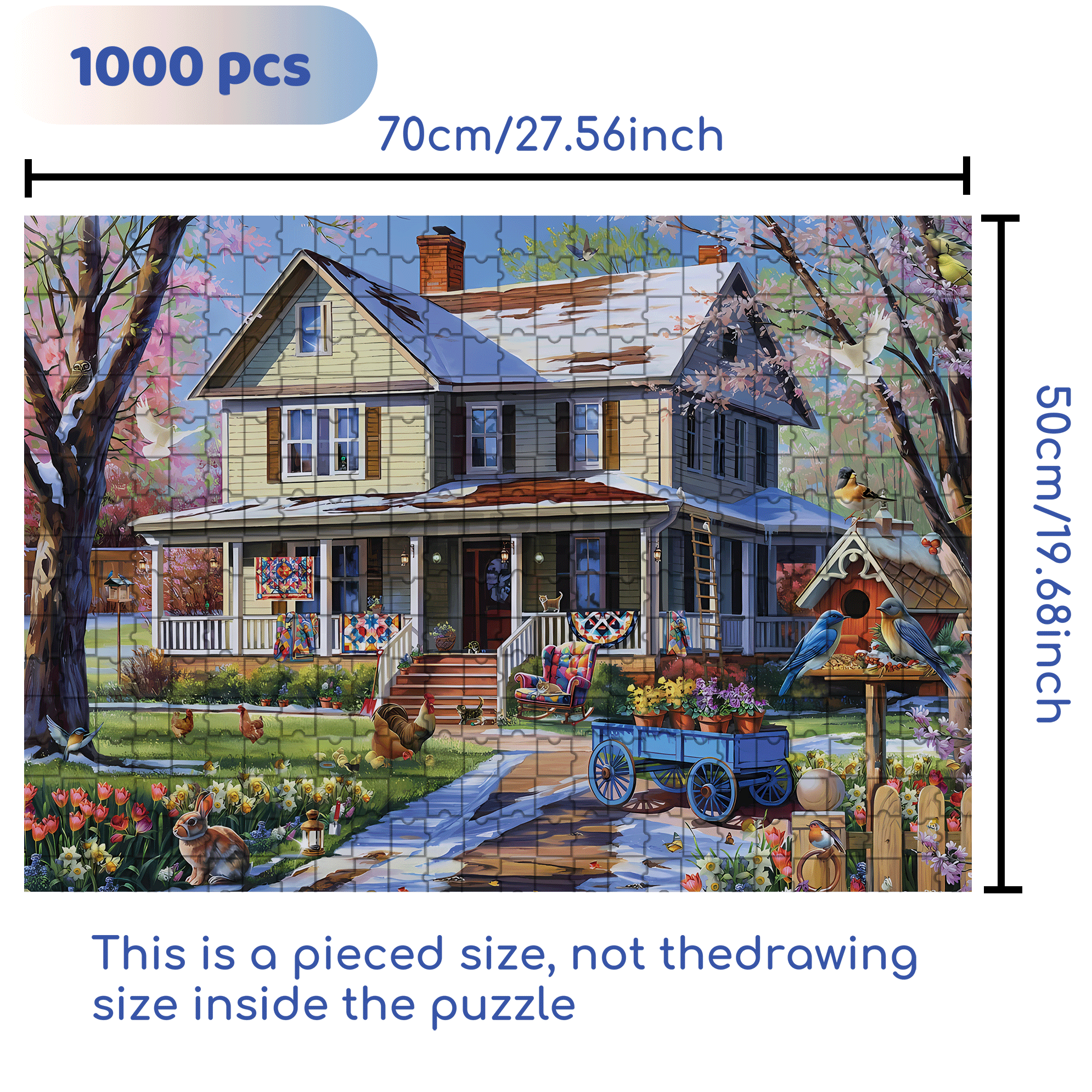 Spring Is Coming Soon 500pcs/1000pcs Jigsaw Puzzle, Scratch-Resistant, Interactive Family Game & Brain-Boosting DIY Decor, Perfect for Halloween, Christmas & New Year Gifts, Family Puzzle Game