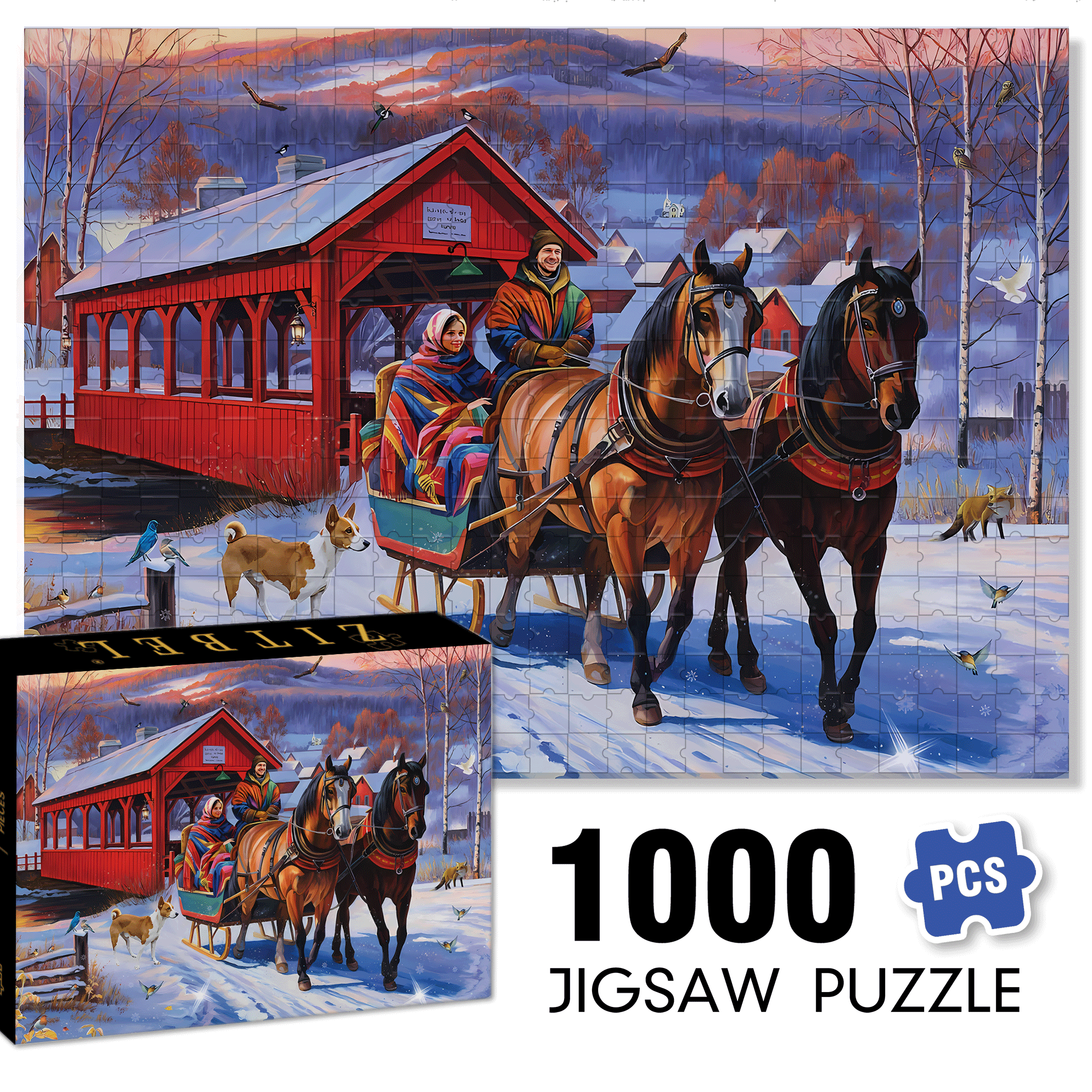 Sunset Ride 500pcs/1000pcs Jigsaw Puzzle, Scratch-Resistant, Interactive Family Game & Brain-Boosting DIY Decor, Perfect for Halloween, Christmas & New Year Gifts, Family Puzzle Game
