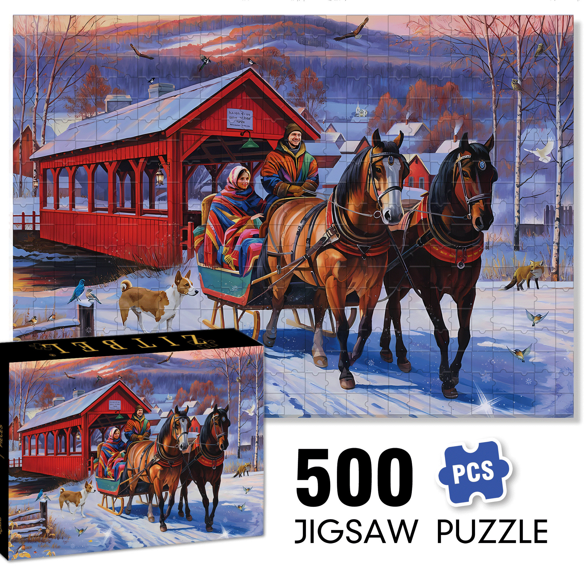 Sunset Ride 500pcs/1000pcs Jigsaw Puzzle, Scratch-Resistant, Interactive Family Game & Brain-Boosting DIY Decor, Perfect for Halloween, Christmas & New Year Gifts, Family Puzzle Game