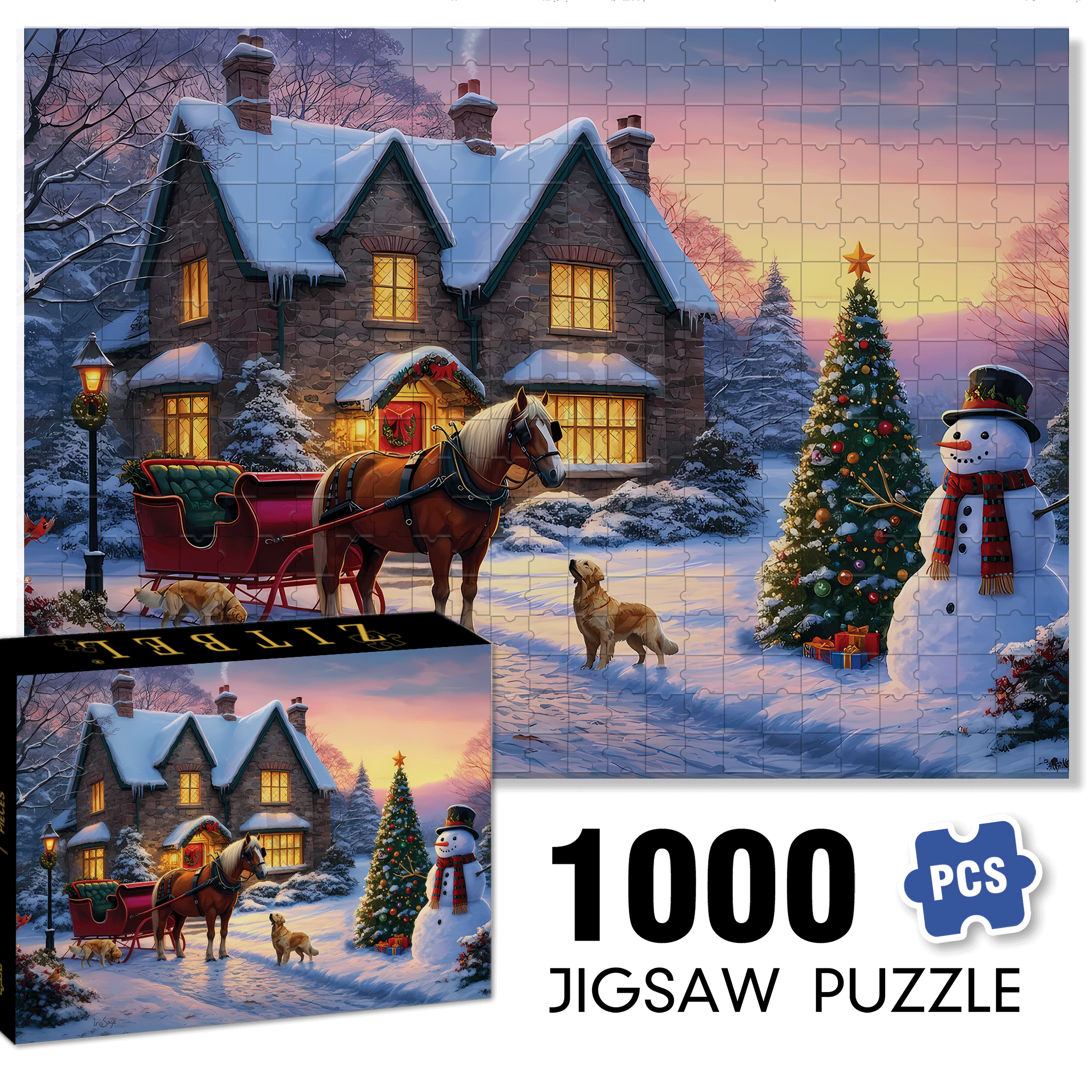 That Holiday Glow 500pcs/1000pcs Jigsaw Puzzle, Scratch-Resistant, Interactive Family Game & Brain-Boosting DIY Decor, Perfect for Halloween, Christmas & New Year Gifts, Family Puzzle Game