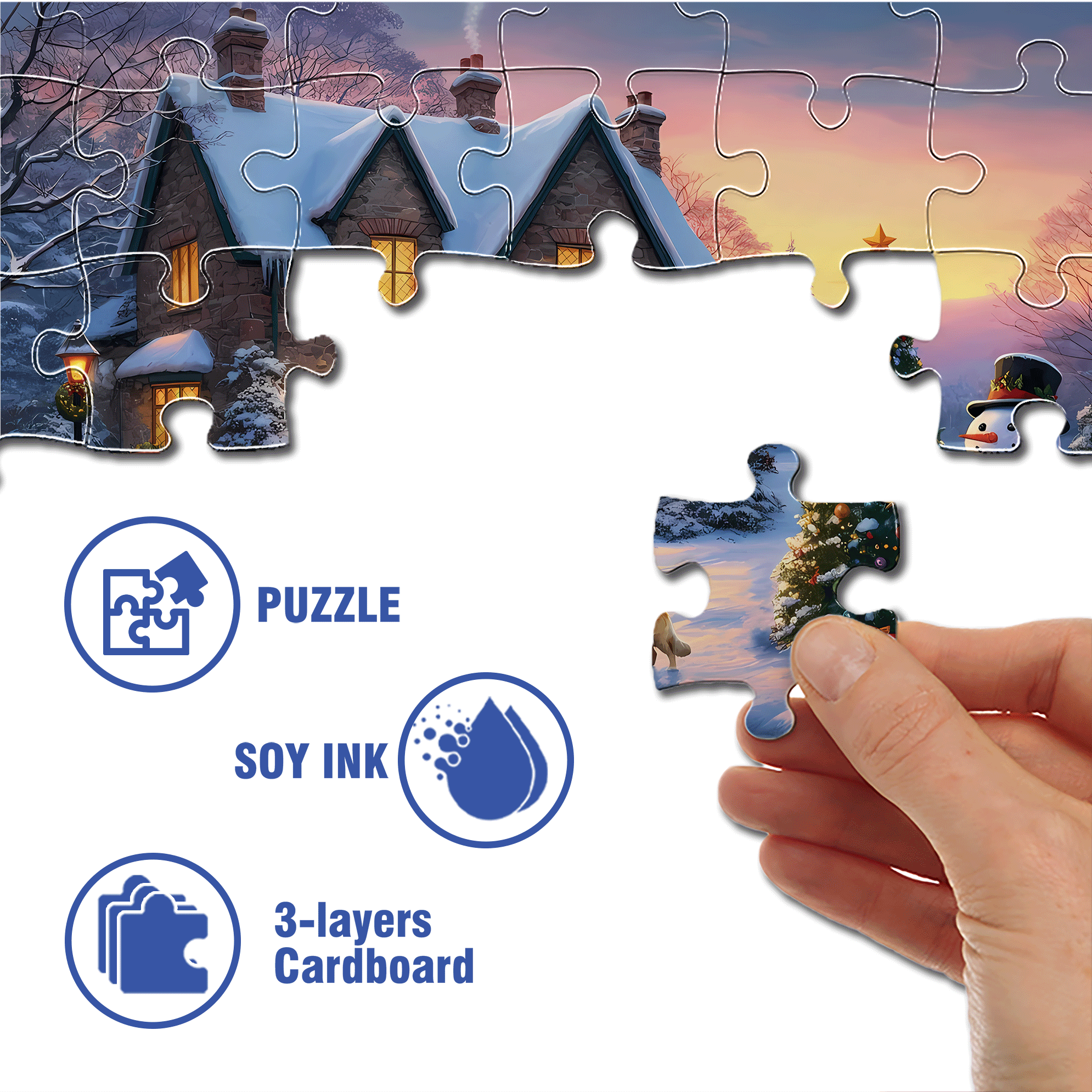 That Holiday Glow 500pcs/1000pcs Jigsaw Puzzle, Scratch-Resistant, Interactive Family Game & Brain-Boosting DIY Decor, Perfect for Halloween, Christmas & New Year Gifts, Family Puzzle Game