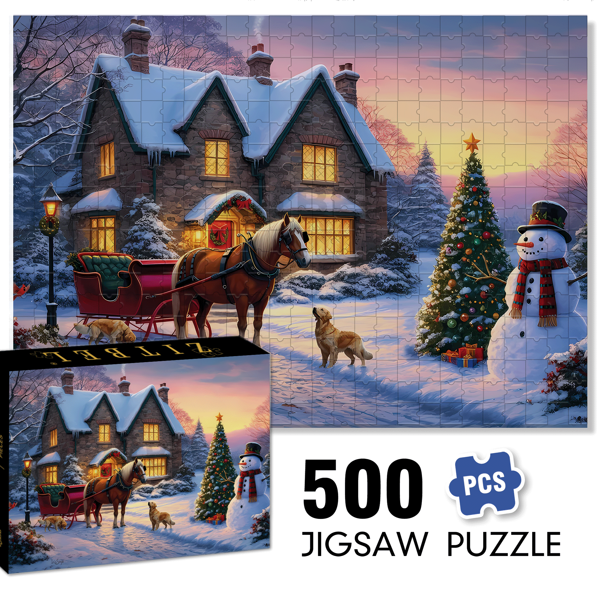That Holiday Glow 500pcs/1000pcs Jigsaw Puzzle, Scratch-Resistant, Interactive Family Game & Brain-Boosting DIY Decor, Perfect for Halloween, Christmas & New Year Gifts, Family Puzzle Game