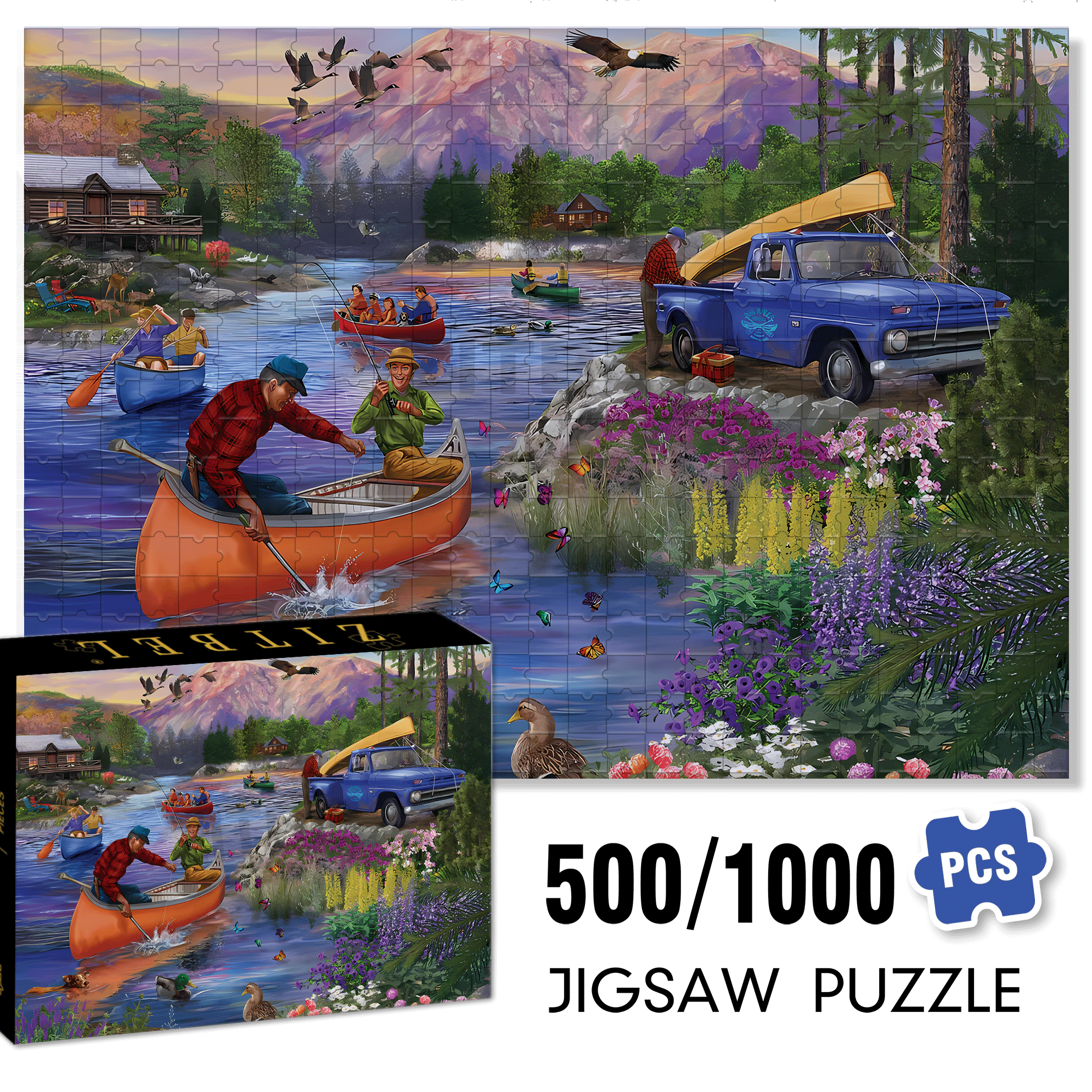 The Canoe Crowd 500pcs/1000pcs Jigsaw Puzzle, Scratch-Resistant, Interactive Family Game & Brain-Boosting DIY Decor, Perfect for Halloween, Christmas & New Year Gifts, Family Puzzle Game