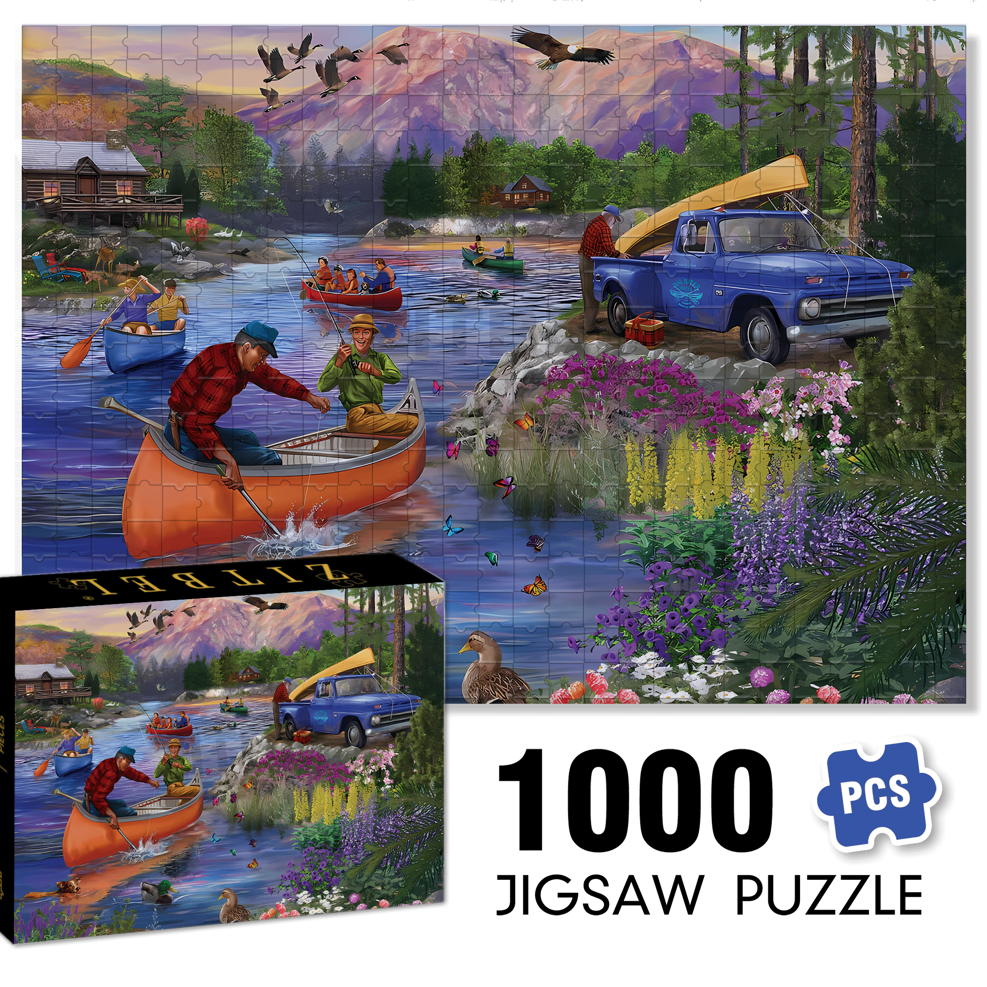 The Canoe Crowd 500pcs/1000pcs Jigsaw Puzzle, Scratch-Resistant, Interactive Family Game & Brain-Boosting DIY Decor, Perfect for Halloween, Christmas & New Year Gifts, Family Puzzle Game