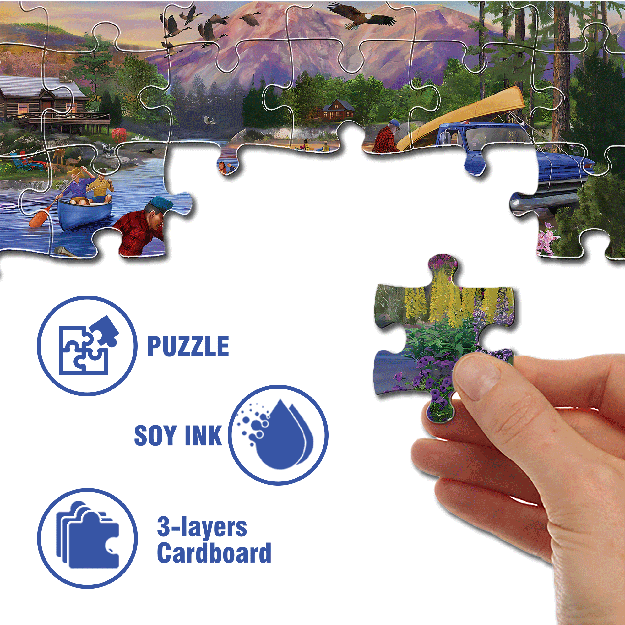 The Canoe Crowd 500pcs/1000pcs Jigsaw Puzzle, Scratch-Resistant, Interactive Family Game & Brain-Boosting DIY Decor, Perfect for Halloween, Christmas & New Year Gifts, Family Puzzle Game
