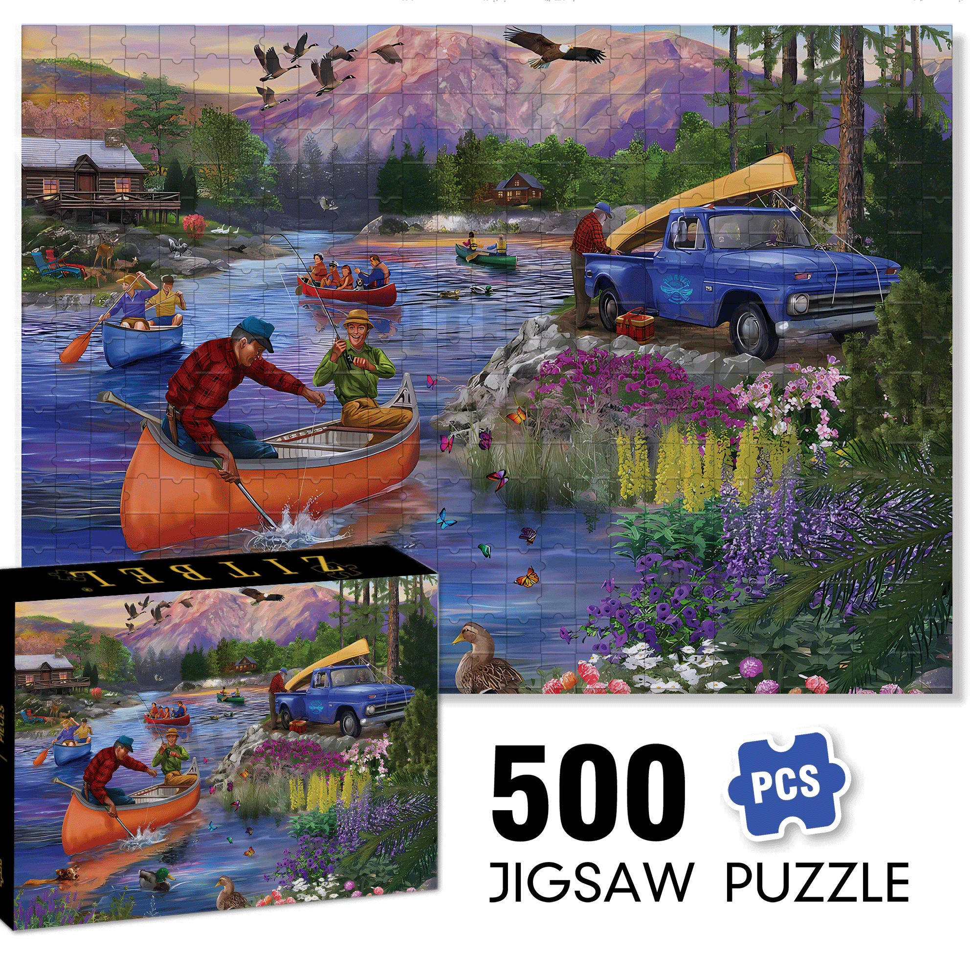 The Canoe Crowd 500pcs/1000pcs Jigsaw Puzzle, Scratch-Resistant, Interactive Family Game & Brain-Boosting DIY Decor, Perfect for Halloween, Christmas & New Year Gifts, Family Puzzle Game