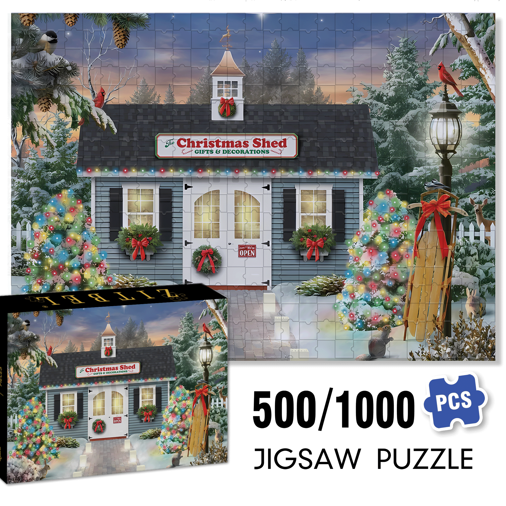 The Christmas Shed 500pcs/1000pcs Jigsaw Puzzle, Scratch-Resistant, Interactive Family Game & Brain-Boosting DIY Decor, Perfect for Halloween, Christmas & New Year Gifts, Family Puzzle Game