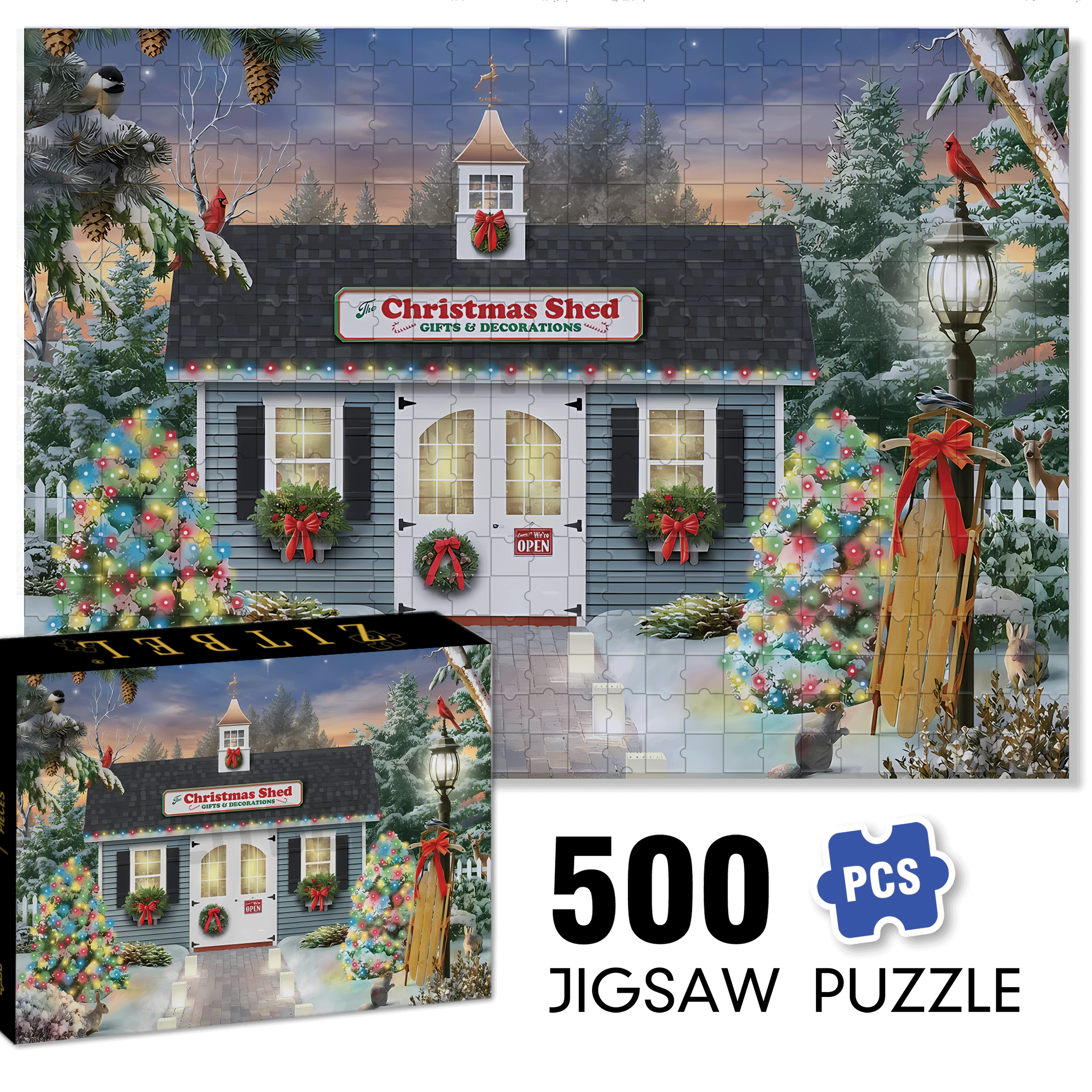 The Christmas Shed 500pcs/1000pcs Jigsaw Puzzle, Scratch-Resistant, Interactive Family Game & Brain-Boosting DIY Decor, Perfect for Halloween, Christmas & New Year Gifts, Family Puzzle Game