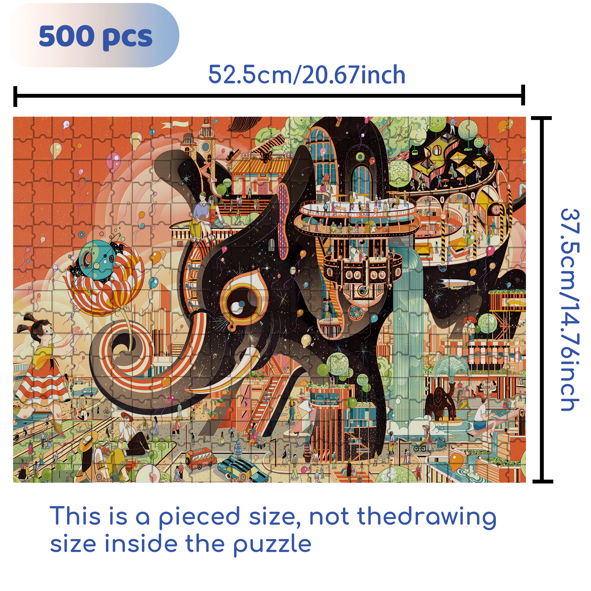 The Great Elephant 500pcs/1000pcs Jigsaw Puzzle, Scratch-Resistant, Interactive Family Game & Brain-Boosting DIY Decor, Perfect for Halloween, Christmas & New Year Gifts, Family Puzzle Game