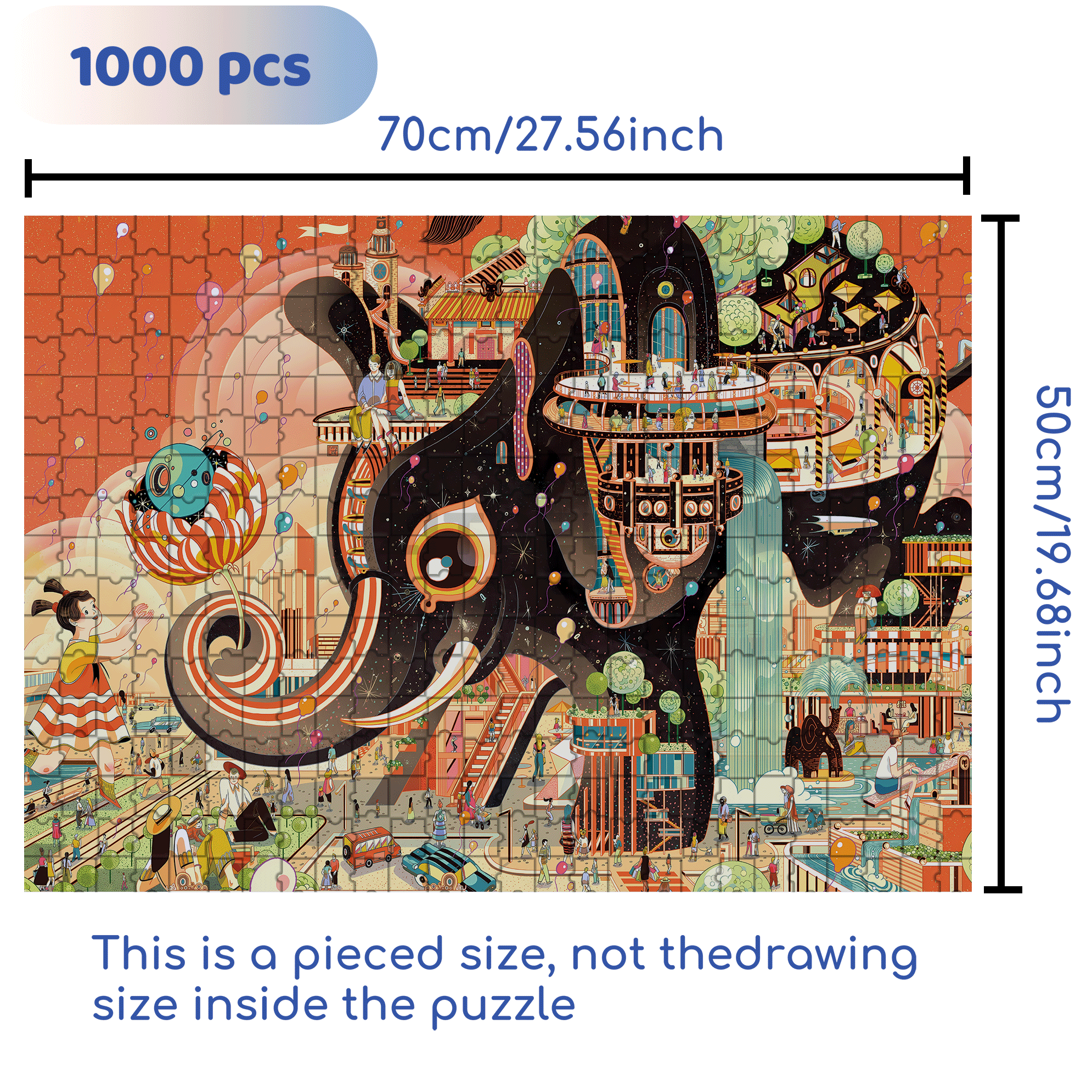 The Great Elephant 500pcs/1000pcs Jigsaw Puzzle, Scratch-Resistant, Interactive Family Game & Brain-Boosting DIY Decor, Perfect for Halloween, Christmas & New Year Gifts, Family Puzzle Game