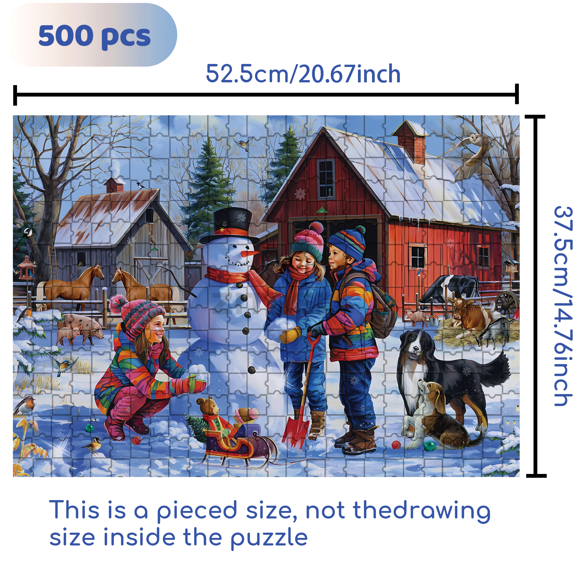 Time To Make A Snowman 500pcs/1000pcs Jigsaw Puzzle, Scratch-Resistant, Interactive Family Game & Brain-Boosting DIY Decor, Perfect for Halloween, Christmas & New Year Gifts, Family Puzzle Game