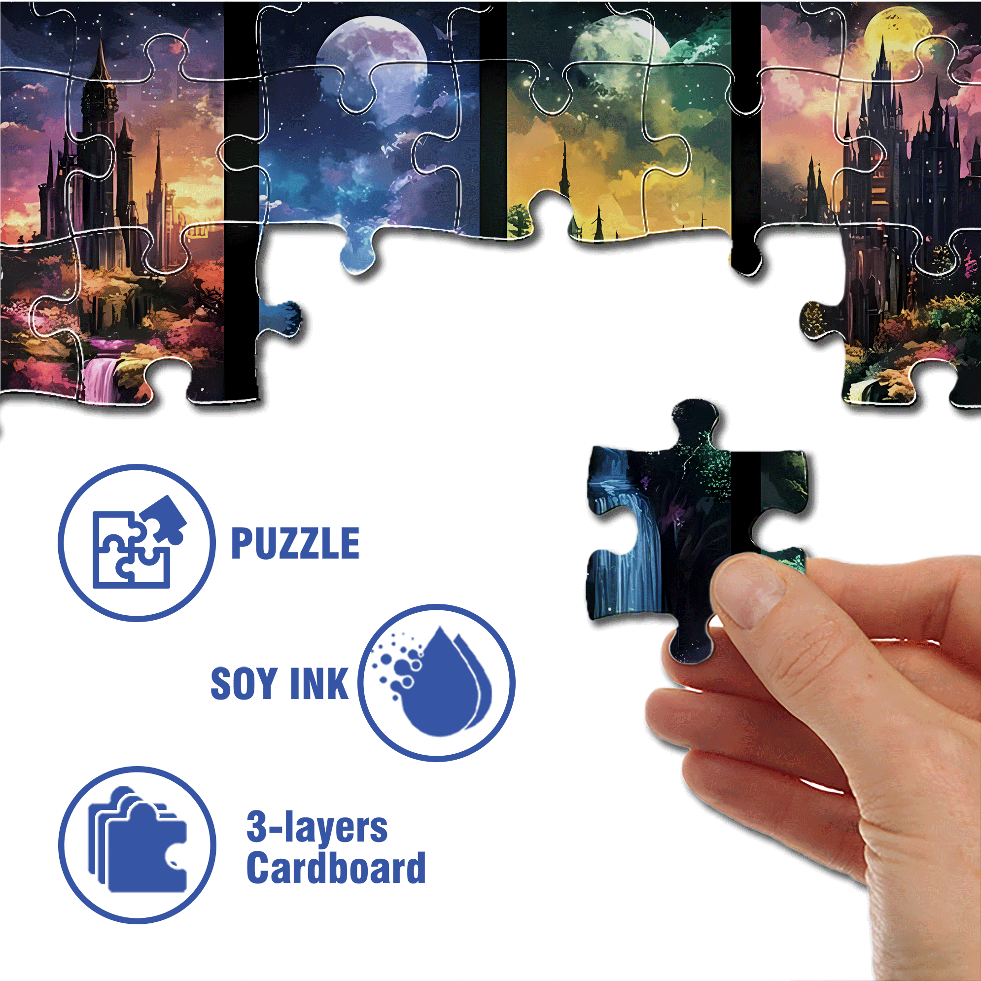 Waterfalls Full Drill Round Gem 500pcs/1000pcs Jigsaw Puzzle, Scratch-Resistant, Interactive Family Game & Brain-Boosting DIY Decor, Perfect for Halloween, Christmas & New Year Gifts, Family Puzzle Game