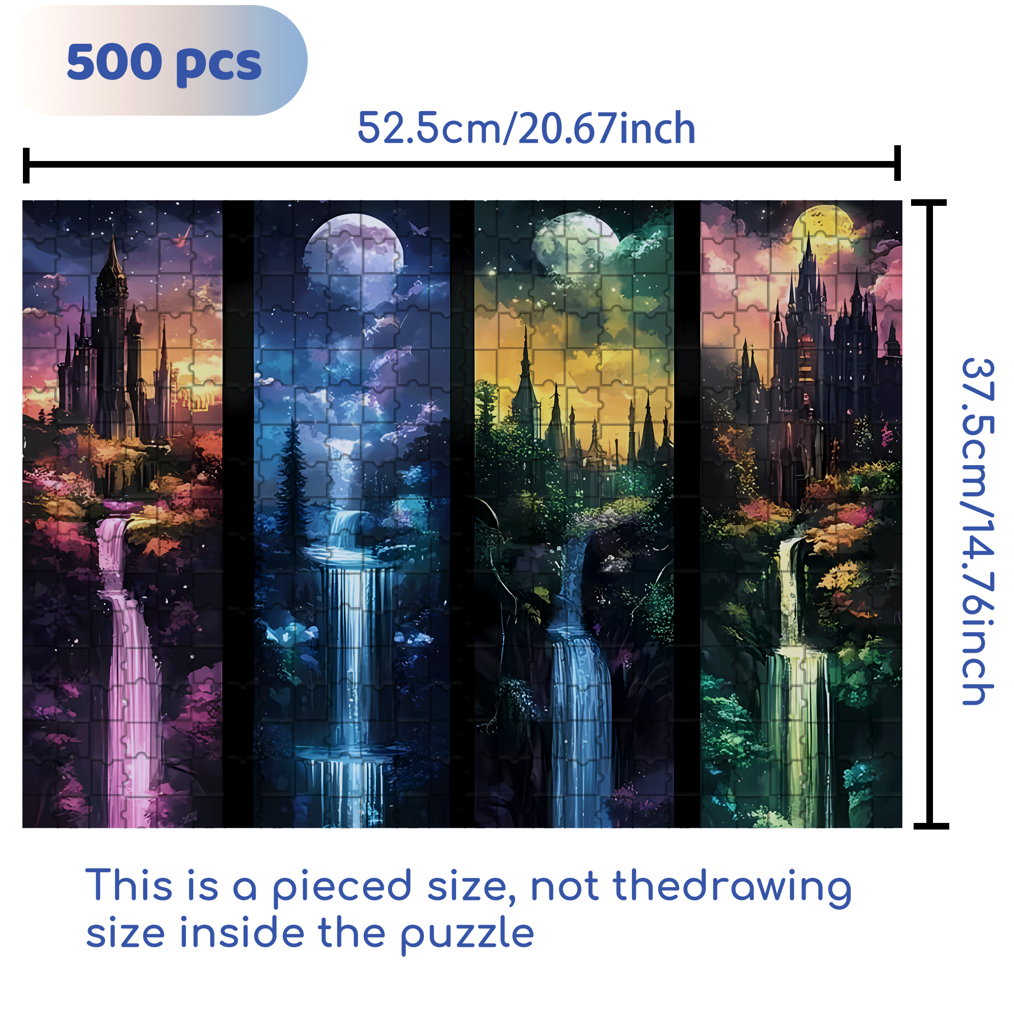 Waterfalls Full Drill Round Gem 500pcs/1000pcs Jigsaw Puzzle, Scratch-Resistant, Interactive Family Game & Brain-Boosting DIY Decor, Perfect for Halloween, Christmas & New Year Gifts, Family Puzzle Game
