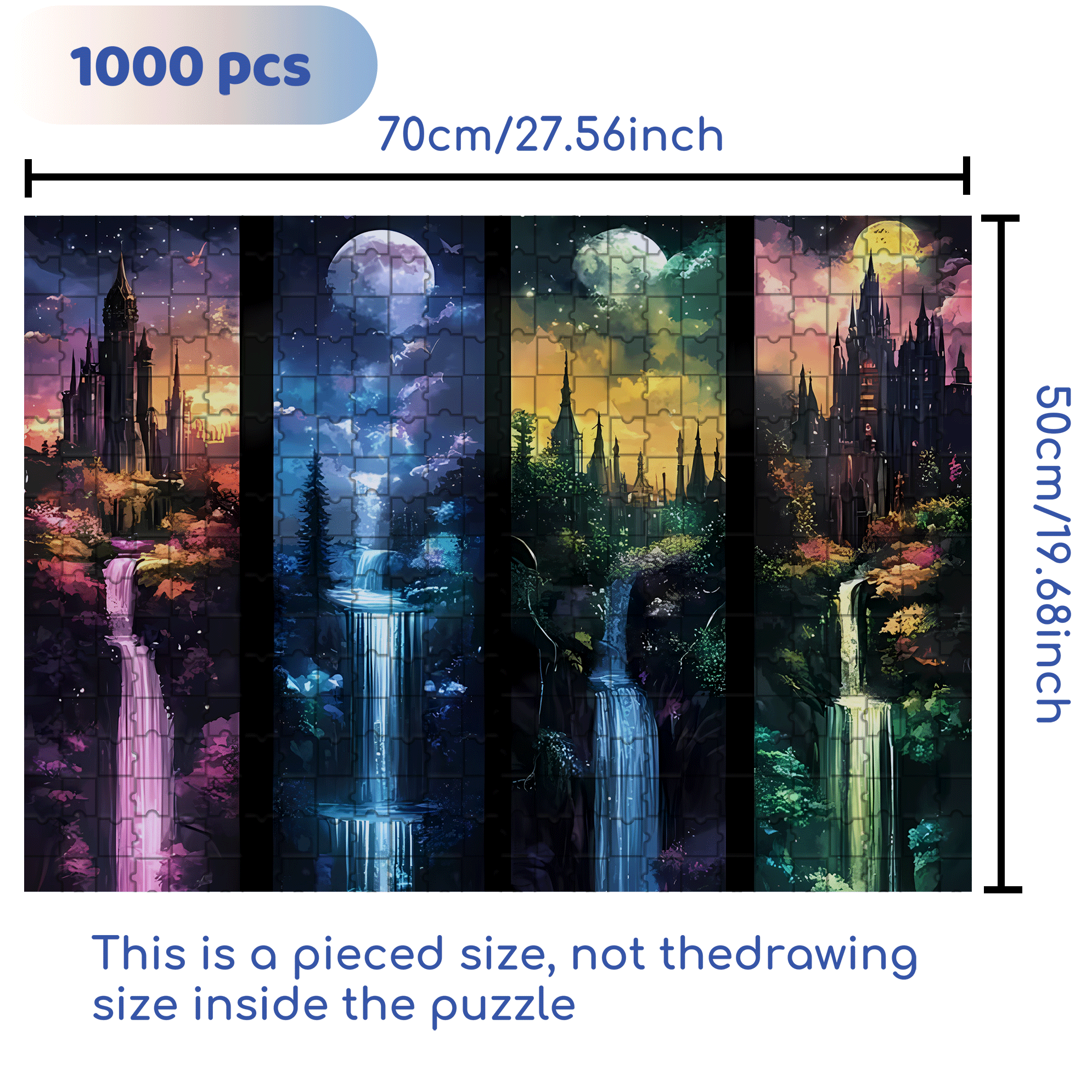 Waterfalls Full Drill Round Gem 500pcs/1000pcs Jigsaw Puzzle, Scratch-Resistant, Interactive Family Game & Brain-Boosting DIY Decor, Perfect for Halloween, Christmas & New Year Gifts, Family Puzzle Game