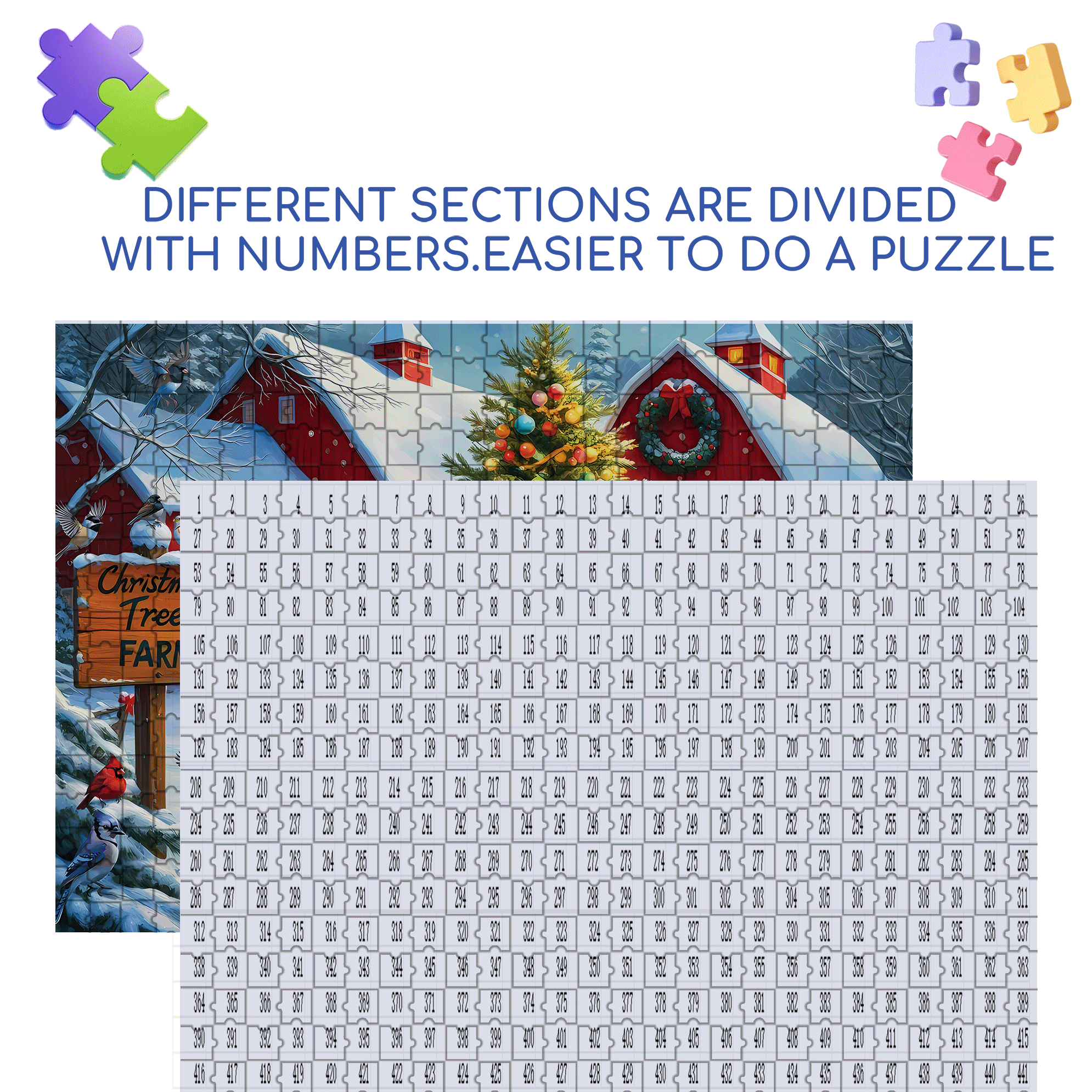 Winter Wonderland Tree Farm 500pcs/1000pcs Jigsaw Puzzle, Scratch-Resistant, Interactive Family Game & Brain-Boosting DIY Decor, Perfect for Halloween, Christmas & New Year Gifts, Family Puzzle Game