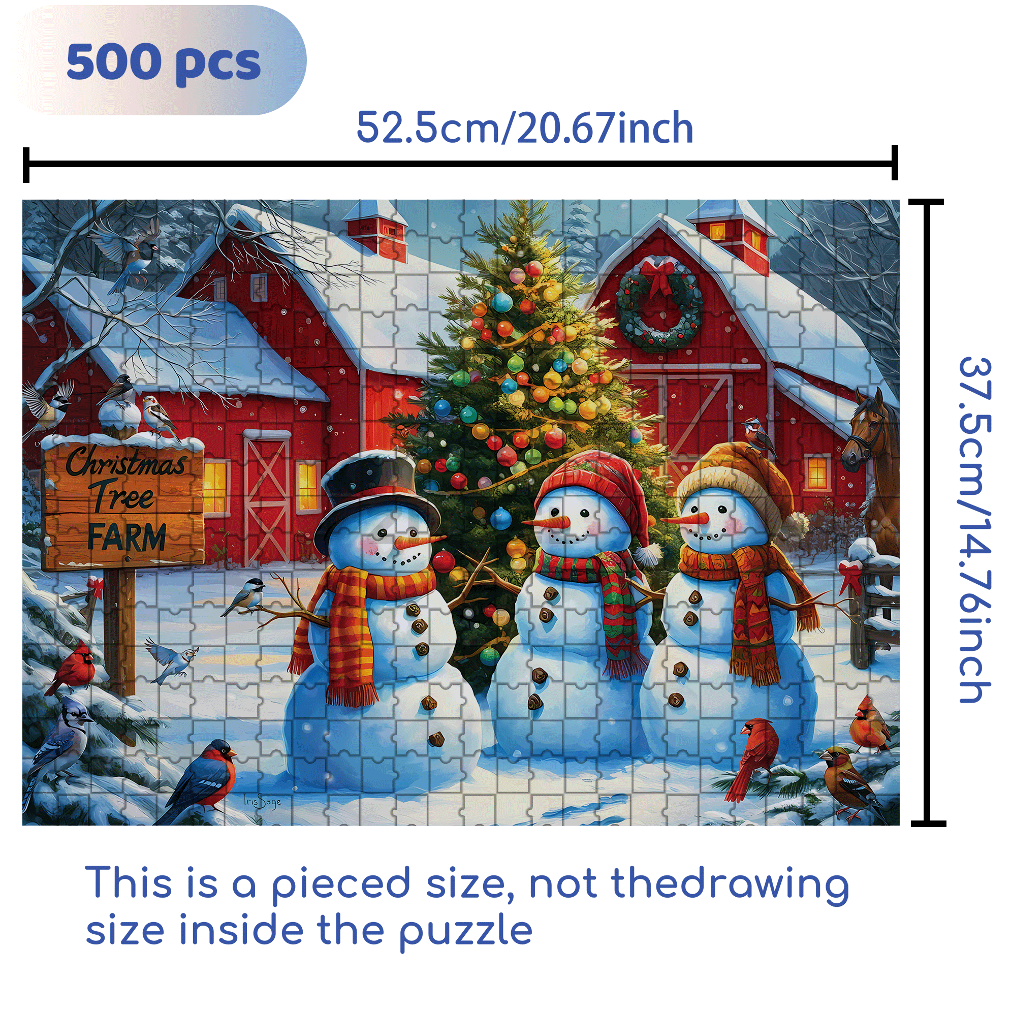 Winter Wonderland Tree Farm 500pcs/1000pcs Jigsaw Puzzle, Scratch-Resistant, Interactive Family Game & Brain-Boosting DIY Decor, Perfect for Halloween, Christmas & New Year Gifts, Family Puzzle Game