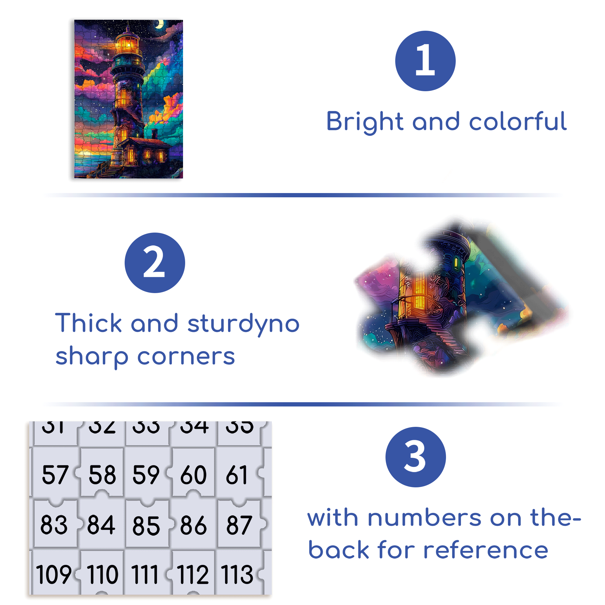 A Colorful Lighthouse Night Sea & Moon 500pcs/1000pcs Jigsaw Puzzle, Scratch-Resistant, Interactive Family Game & Brain-Boosting DIY Decor, Perfect for Halloween, Christmas & New Year Gifts, Family Puzzle Game