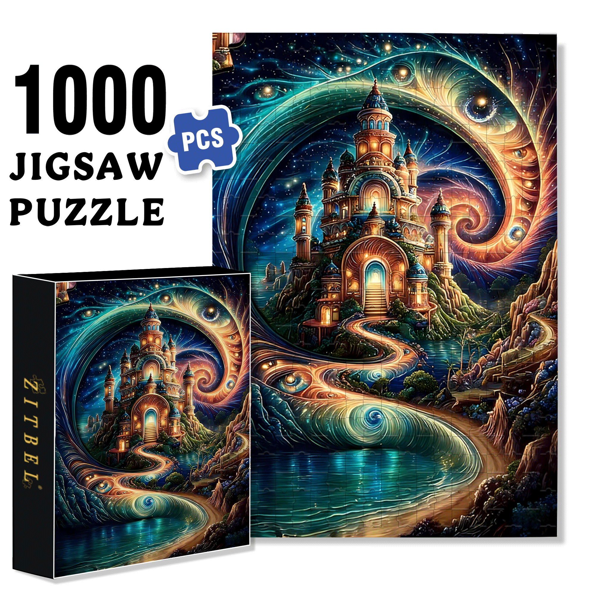 A Fantasy Castle 500pcs/1000pcs Jigsaw Puzzle, Scratch-Resistant, Interactive Family Game & Brain-Boosting DIY Decor, Perfect for Halloween, Christmas & New Year Gifts, Family Puzzle Game