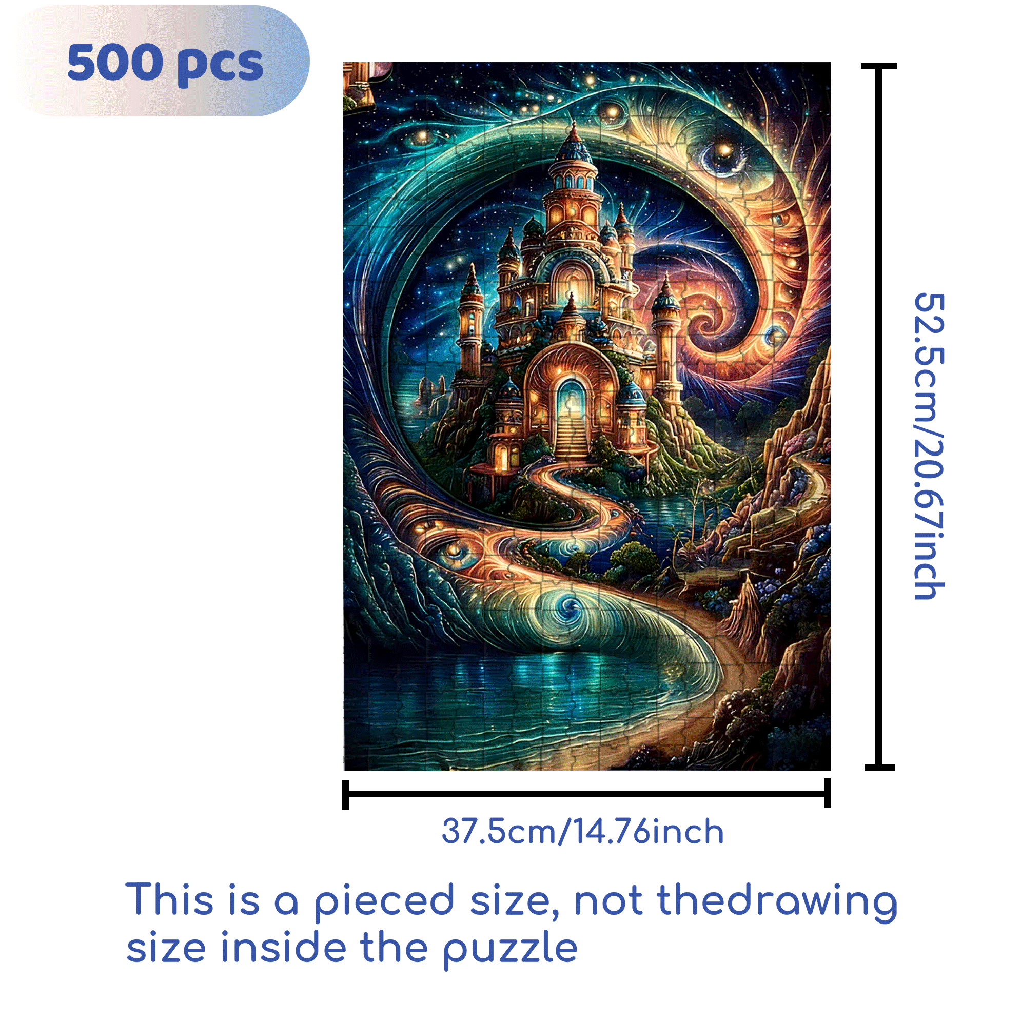 A Fantasy Castle 500pcs/1000pcs Jigsaw Puzzle, Scratch-Resistant, Interactive Family Game & Brain-Boosting DIY Decor, Perfect for Halloween, Christmas & New Year Gifts, Family Puzzle Game
