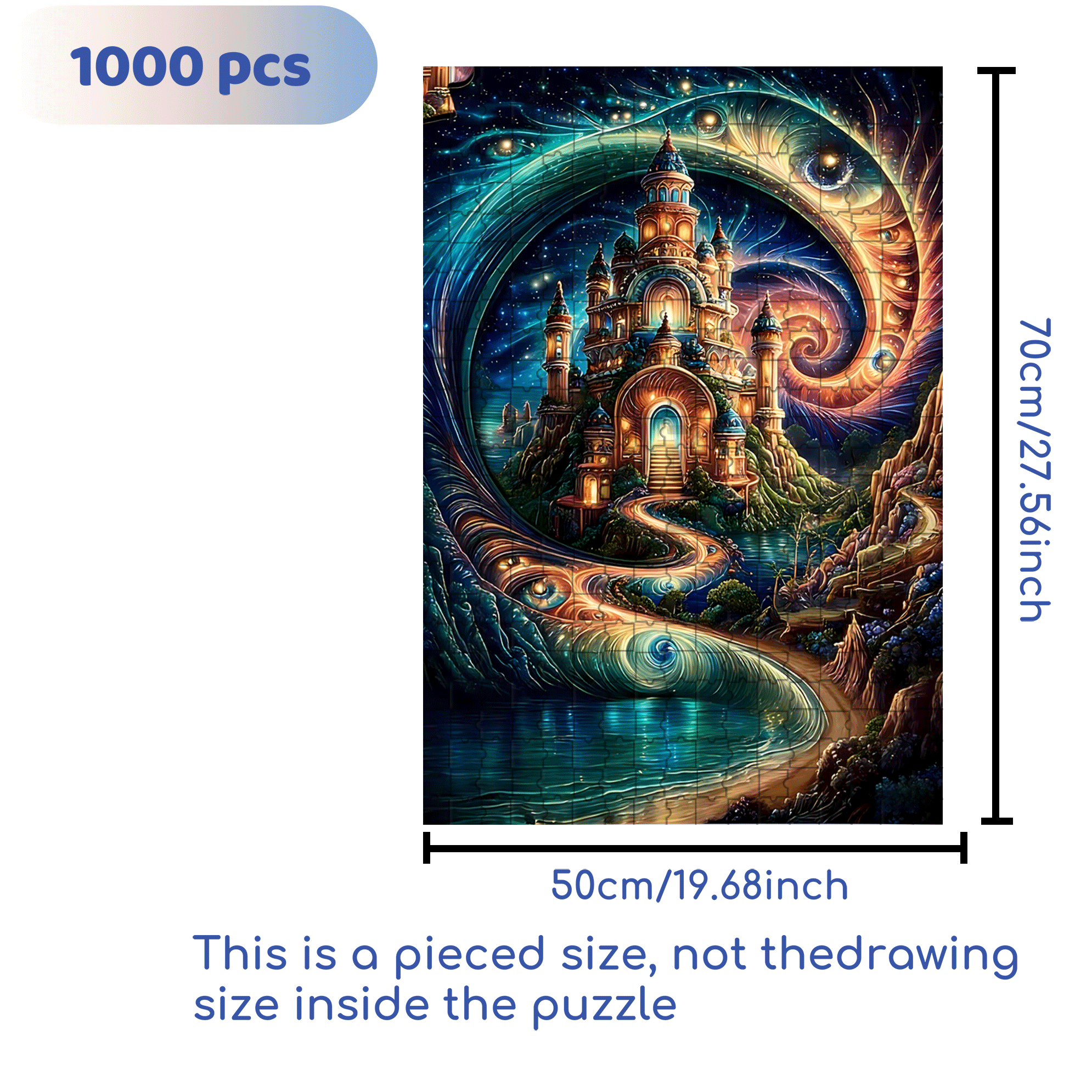 A Fantasy Castle 500pcs/1000pcs Jigsaw Puzzle, Scratch-Resistant, Interactive Family Game & Brain-Boosting DIY Decor, Perfect for Halloween, Christmas & New Year Gifts, Family Puzzle Game
