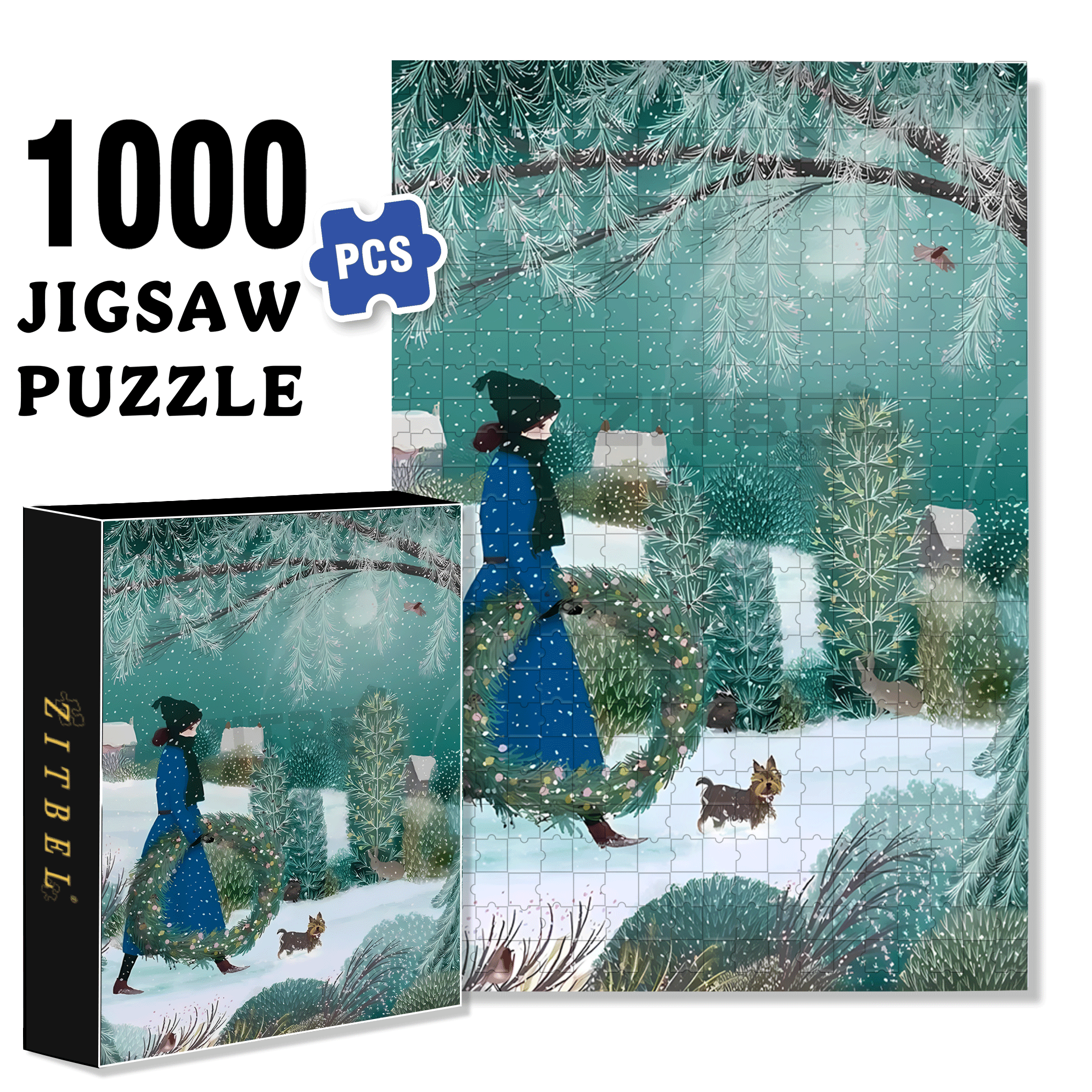 A Small Forest In Winter 500pcs/1000pcs Jigsaw Puzzle, Scratch-Resistant, Interactive Family Game & Brain-Boosting DIY Decor, Perfect for Halloween, Christmas & New Year Gifts, Family Puzzle Game
