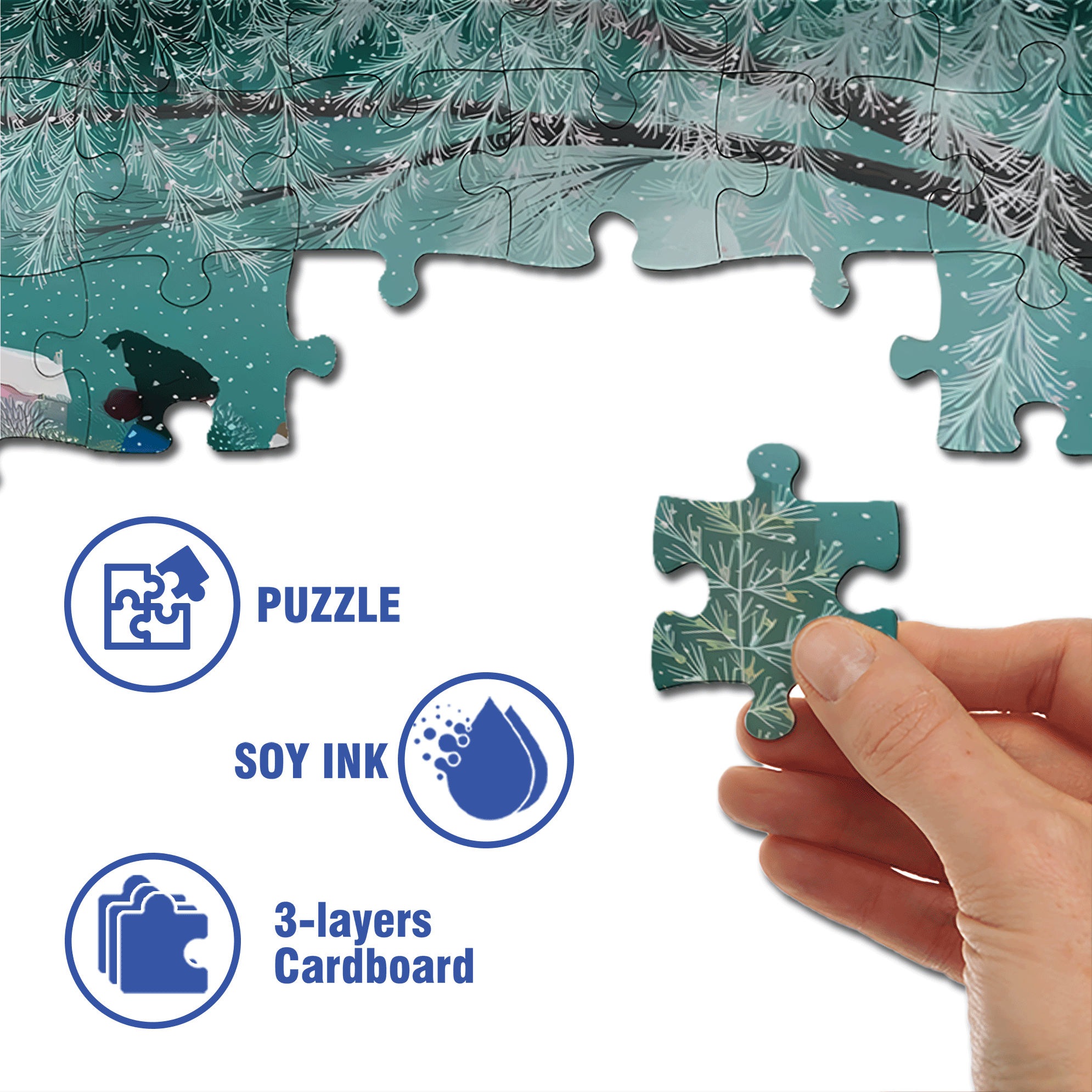 A Small Forest In Winter 500pcs/1000pcs Jigsaw Puzzle, Scratch-Resistant, Interactive Family Game & Brain-Boosting DIY Decor, Perfect for Halloween, Christmas & New Year Gifts, Family Puzzle Game